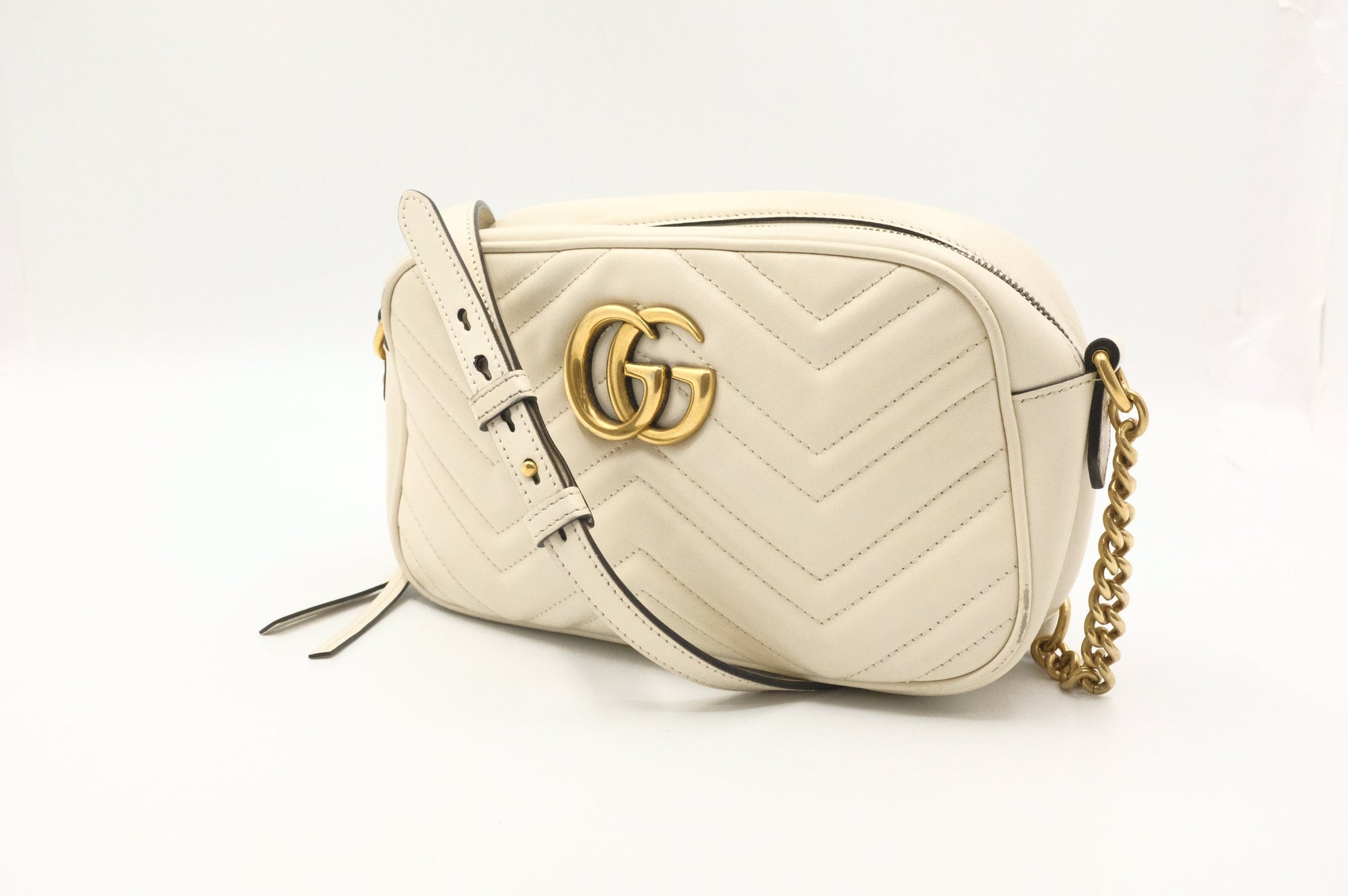 Gucci Marmont Leather White Crossbody Bag