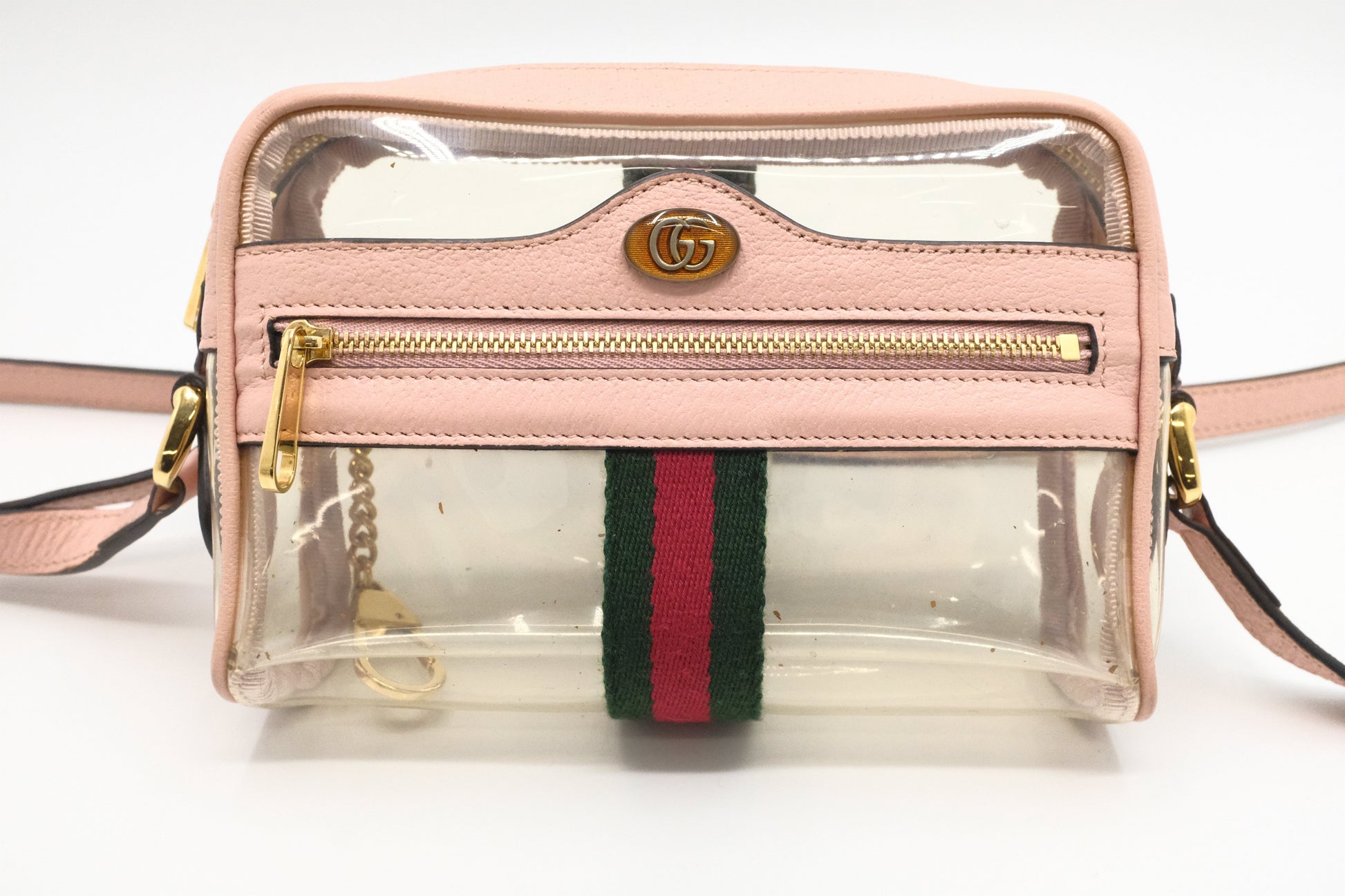 Gucci Ophidia Clear Vinyl & Leather Pink Crossbody Bag