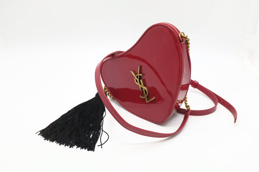 YSL Saint Laurent Heart Crossbody In Patent Leather Red Crossbody Bag