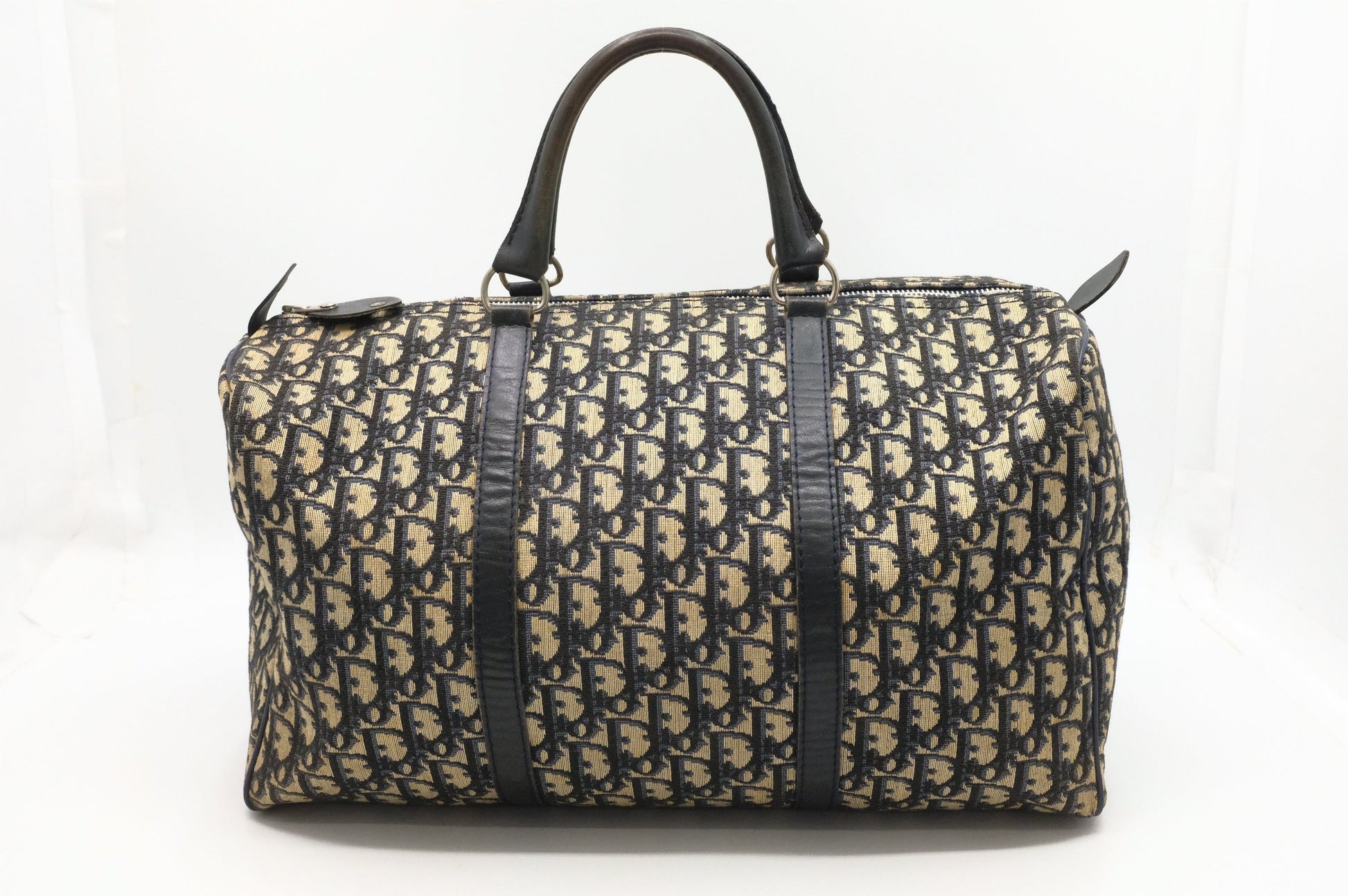 Dior Boston Bag In Navy Oblique Canvas Travel Bag