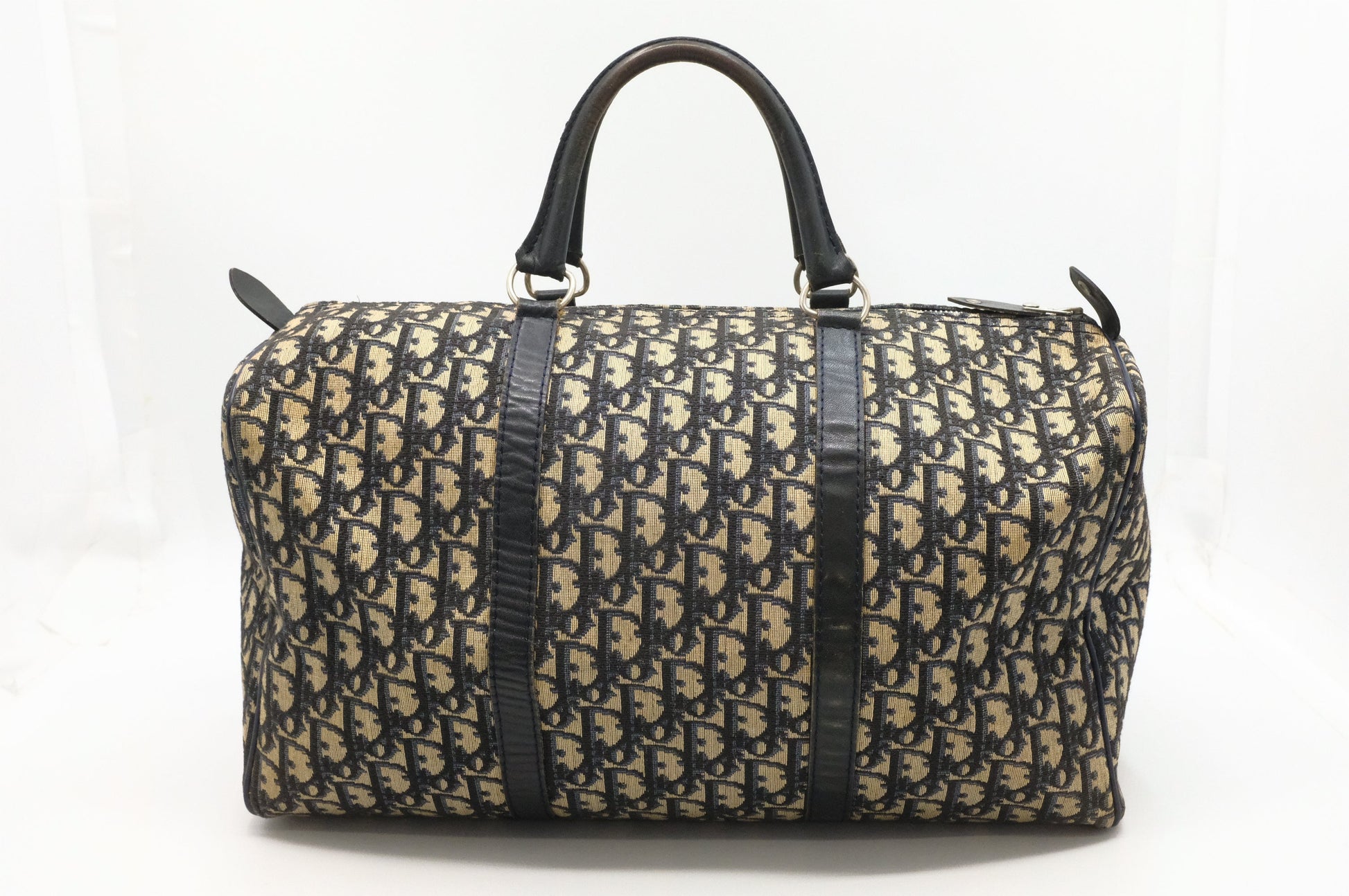 Dior Boston Bag In Navy Oblique Canvas Travel Bag