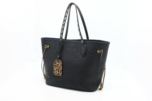 Louis Vuitton Wild At Heart Neverfull Black MM Leather Empreinte Tote Bag