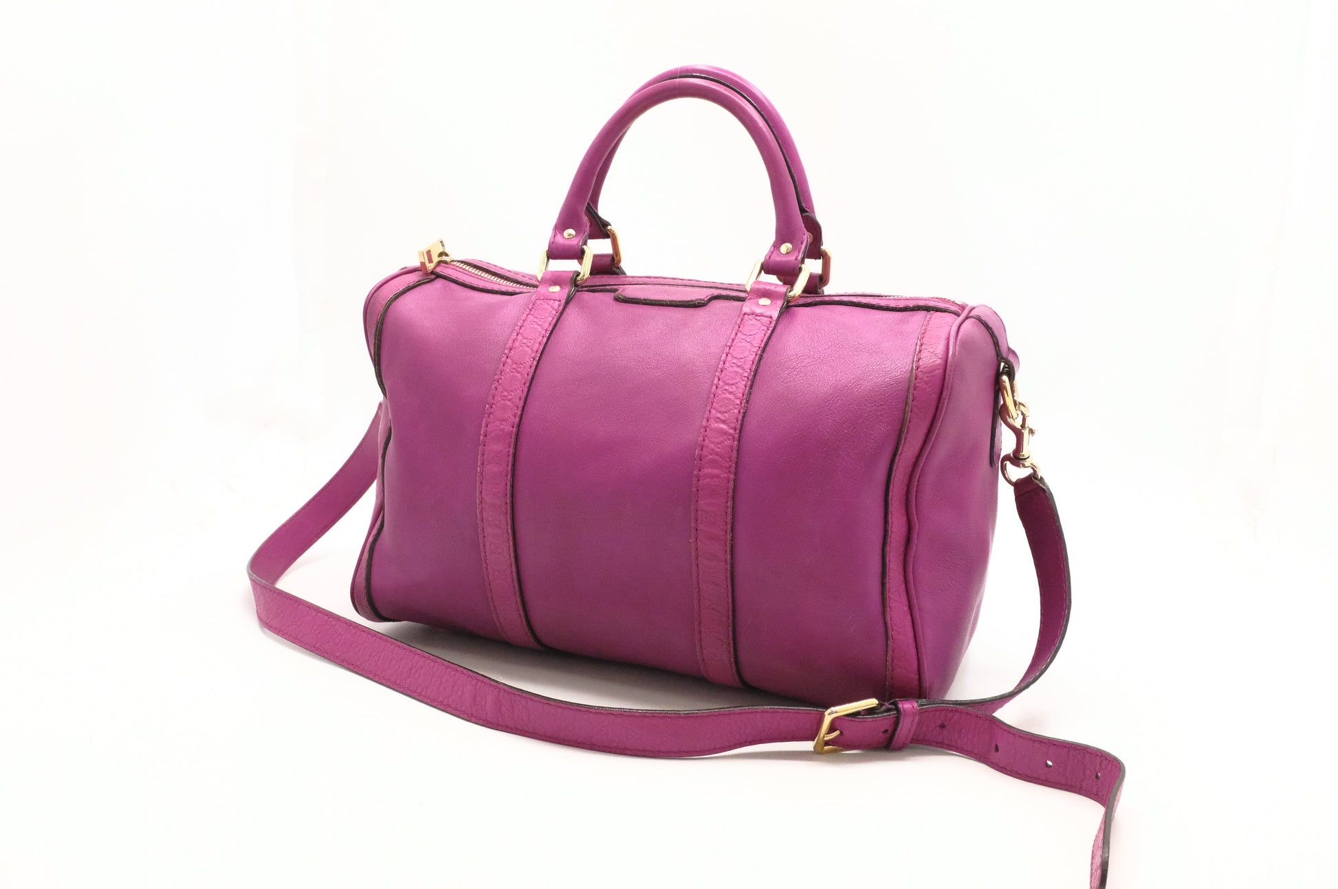 Gucci 2-Way Boston Magenta Leather Travel Bag