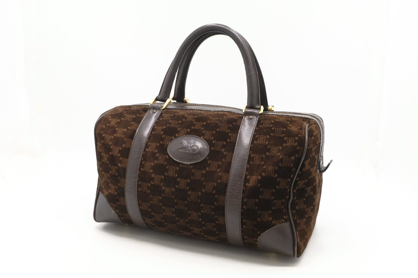 Celine Boston Bag In Suede Brown Travel Bag