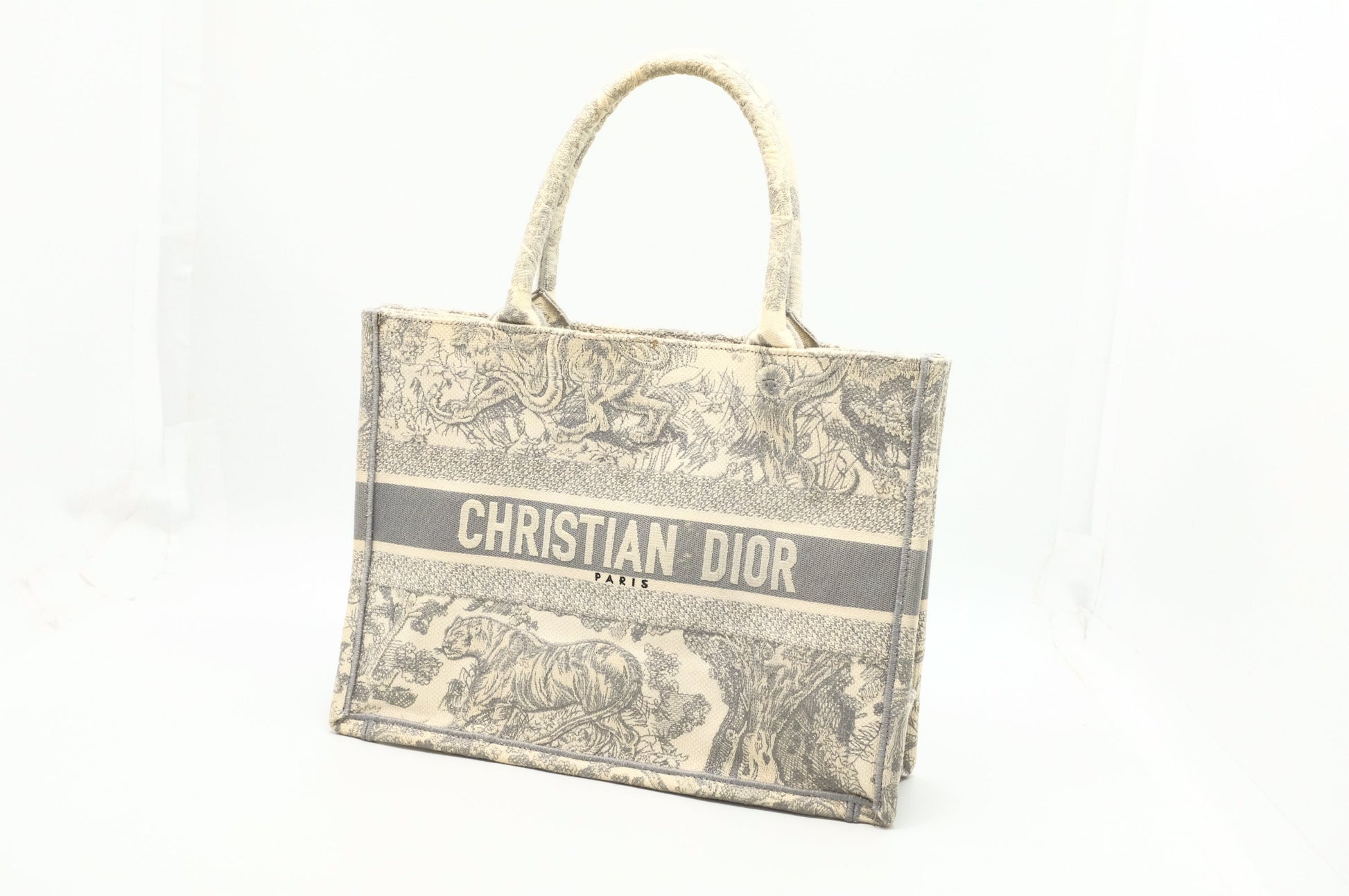 Dior Book Tote In Gray Ecru Toile De Medium Tote Bag