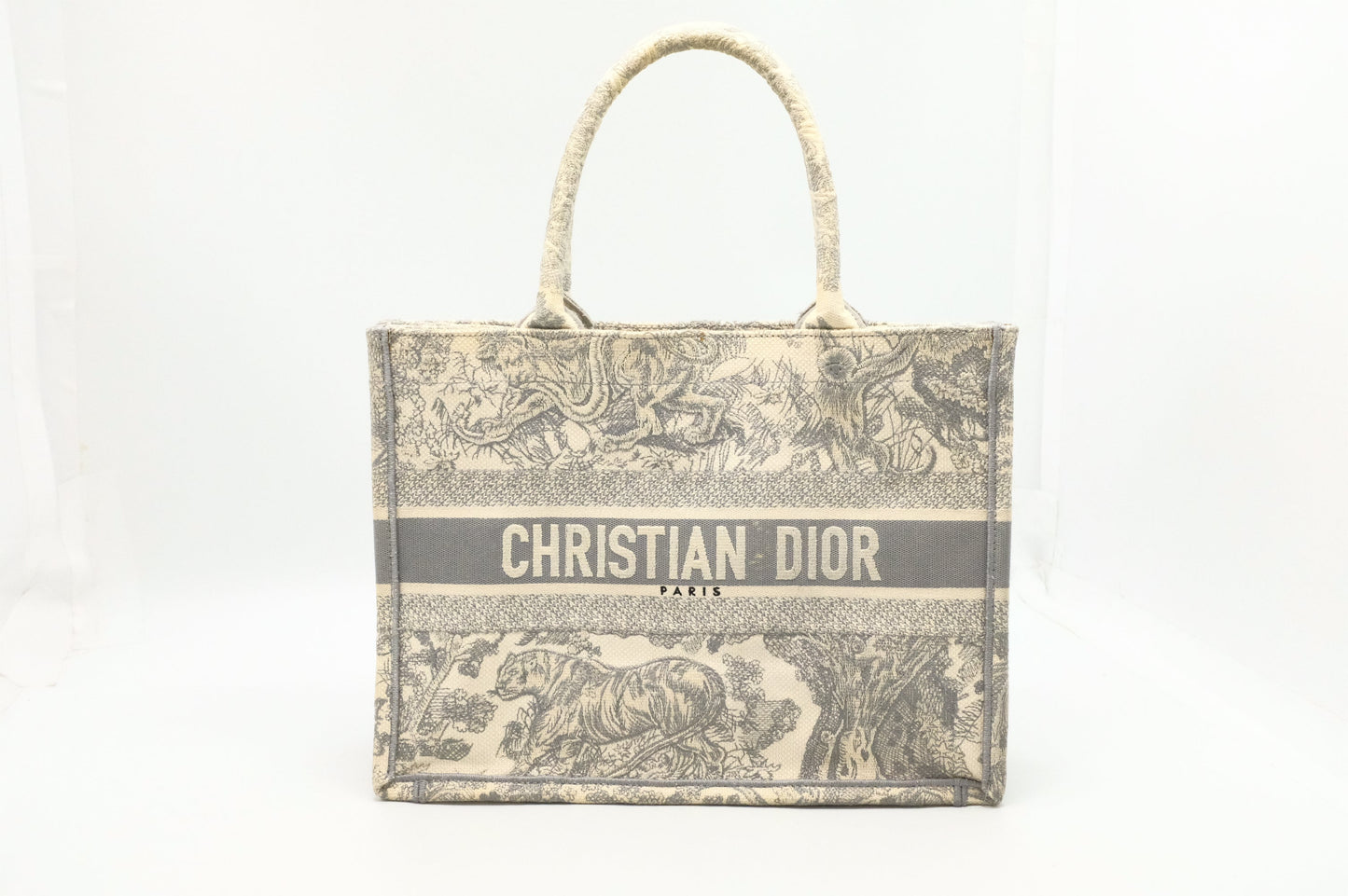 Dior Book Tote In Gray Ecru Toile De Medium Tote Bag