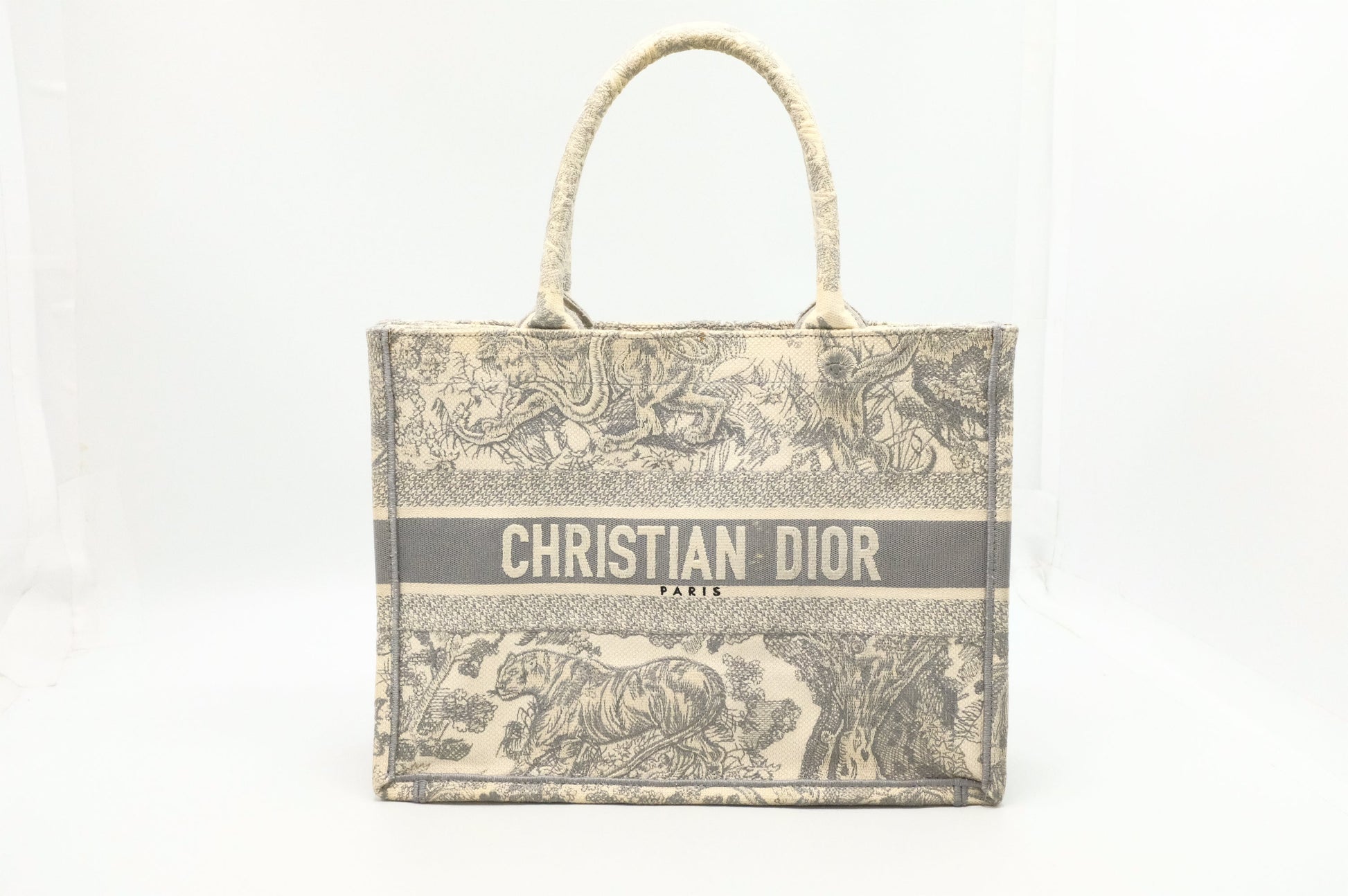 Dior Book Tote In Gray Ecru Toile De Medium Tote Bag