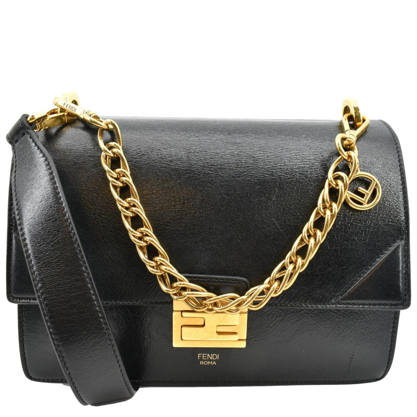 Fendi Kan Shoulder Bag Leather Black