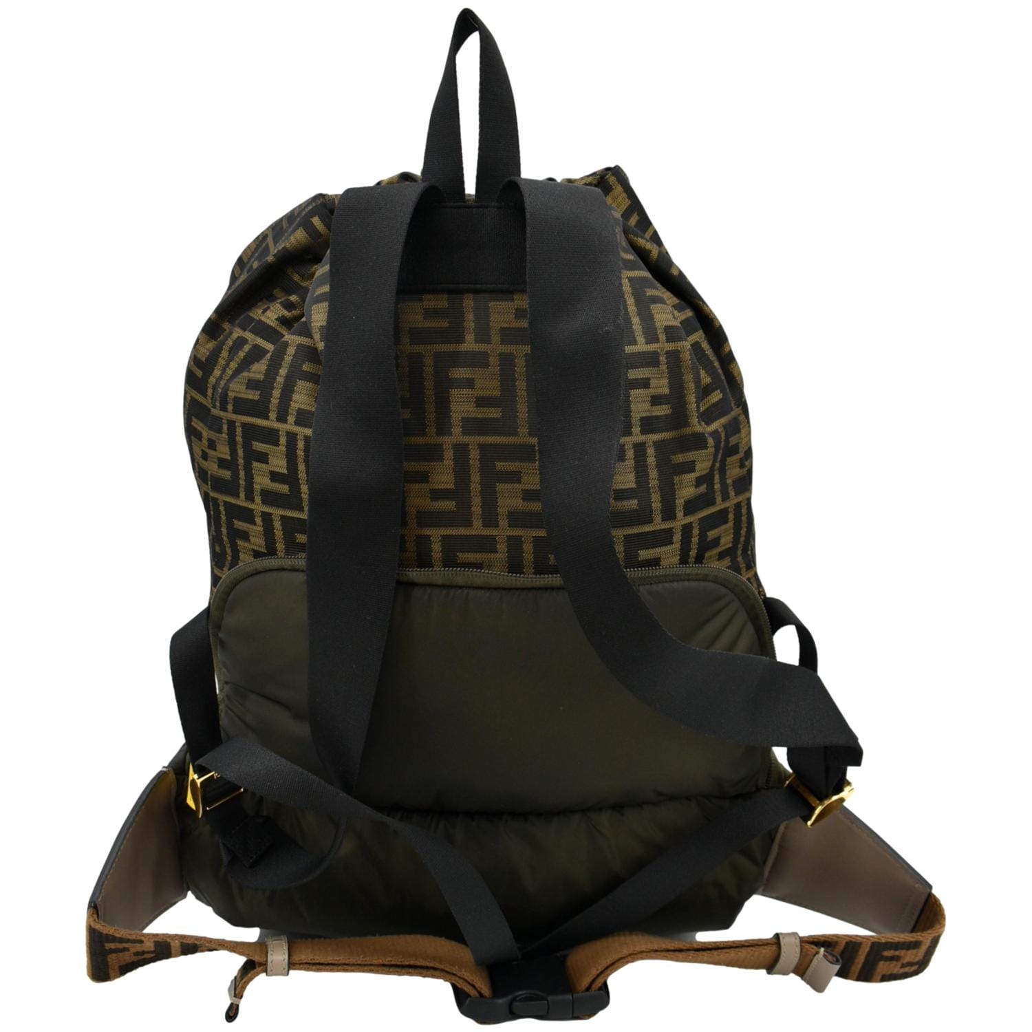 Fendi Convertible Backpack Bag Khaki Canvas Monogram