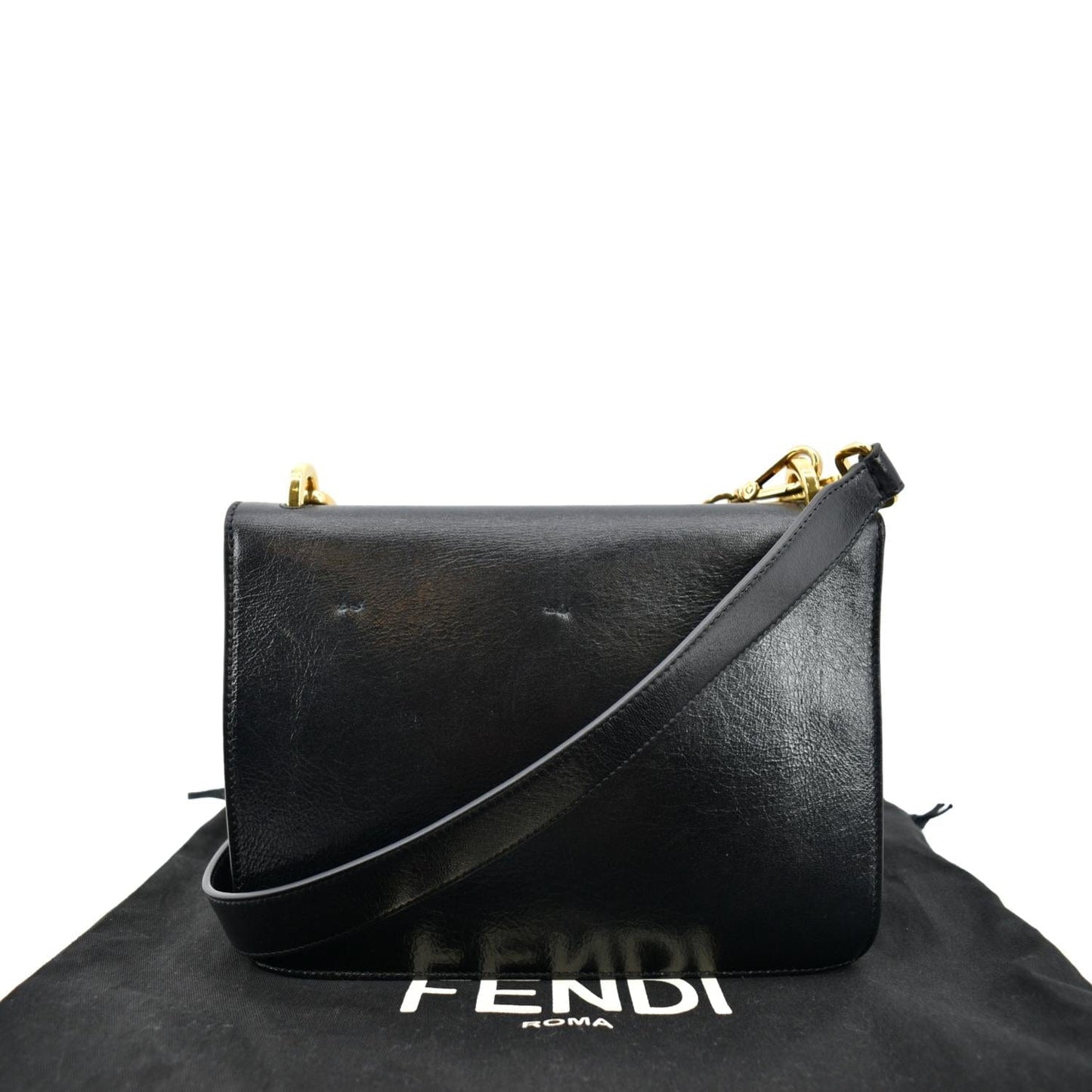 Fendi Kan Shoulder Bag Leather Black
