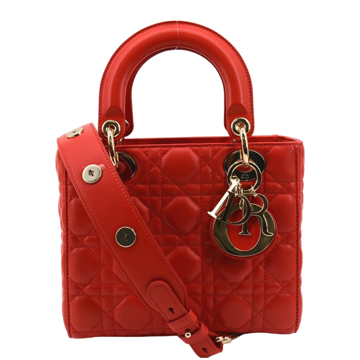 Dior My Abc Cannage Shoulder Bag Leather Lambskin Red