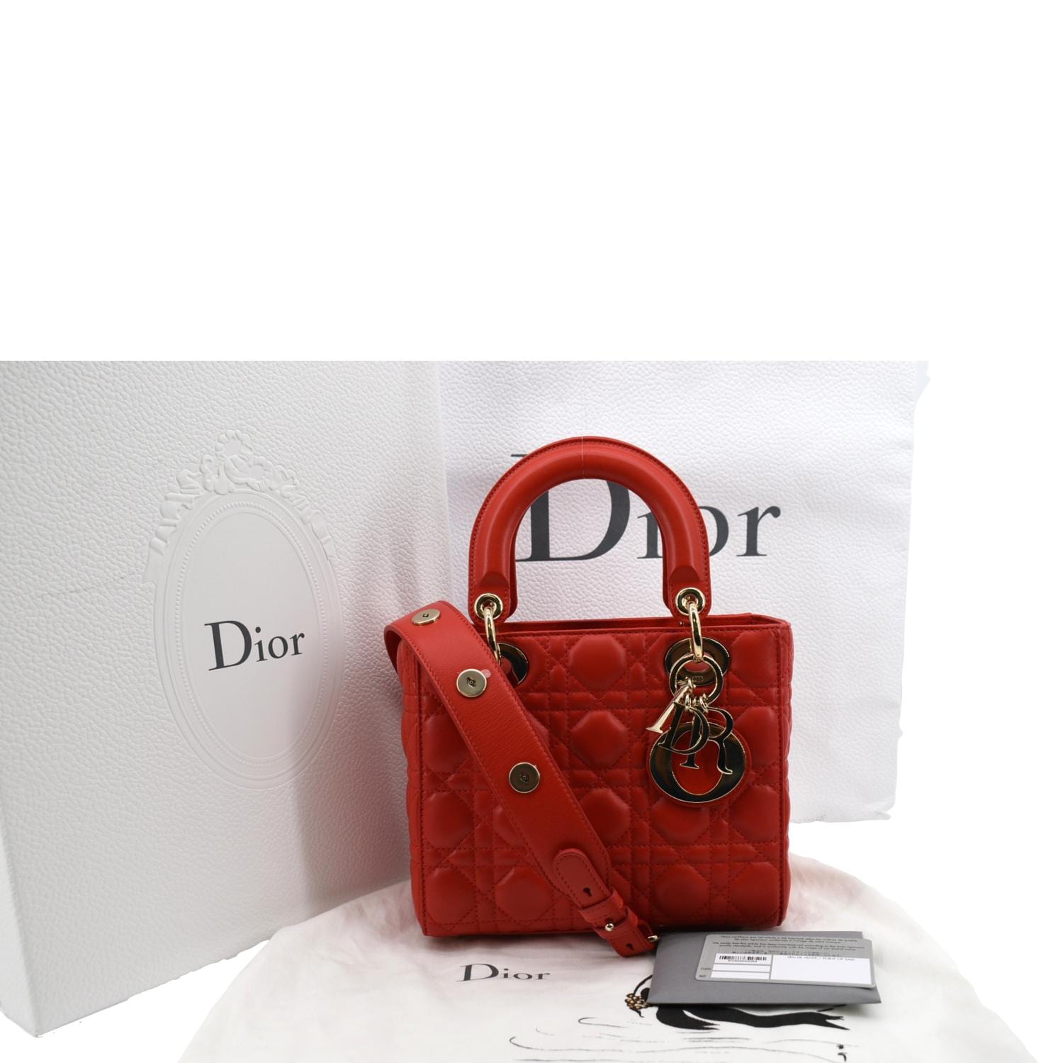 Dior My Abc Cannage Lambskin Shoulder Bag Leather Red