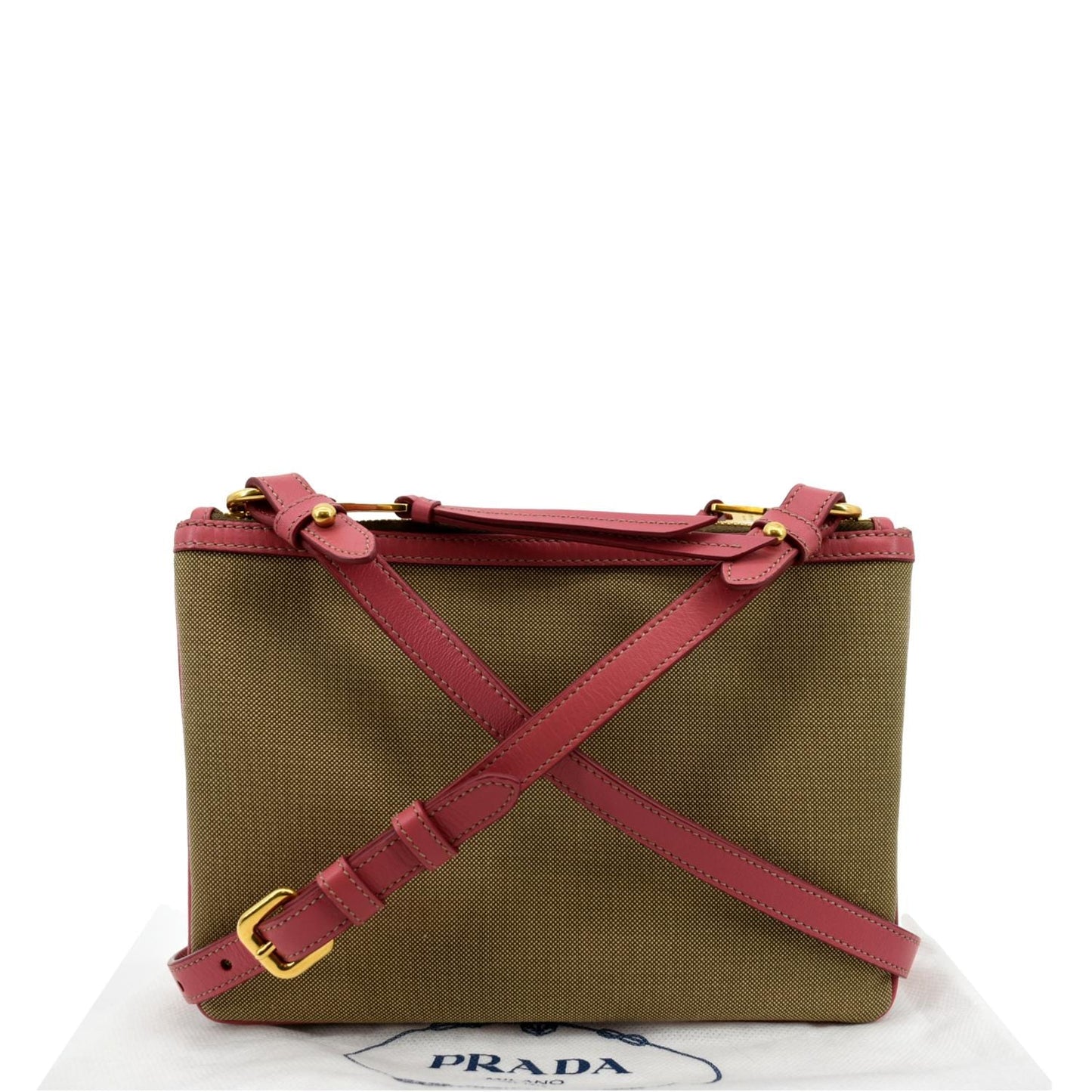 Jacquard Fabric Trim Crossbody Bag Brown