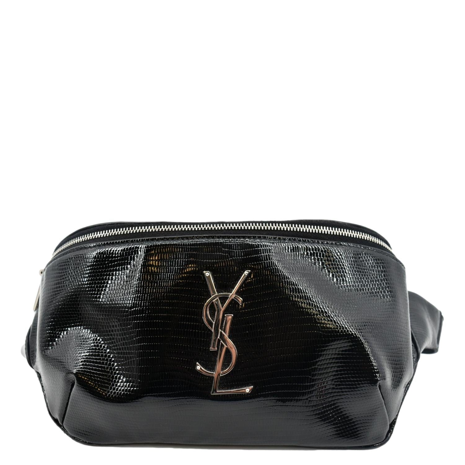 YSL Saint Laurent Yves Belt Bag Leather Patent Black