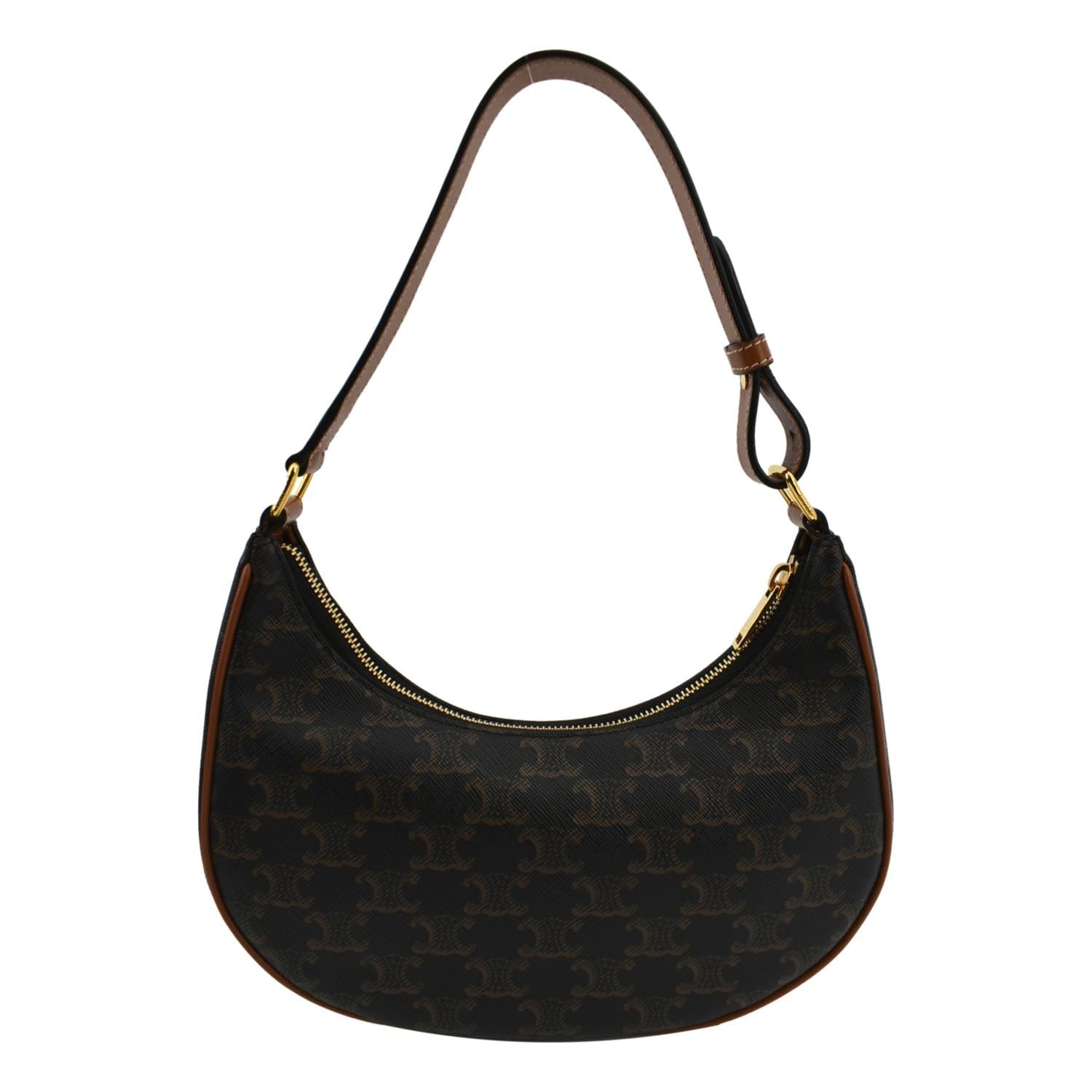Ava Triomphe Calfskin Hobo Bag Canvas Brown Travel Bag