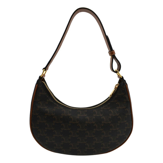 Ava Triomphe Calfskin Hobo Bag Canvas Brown Travel Bag