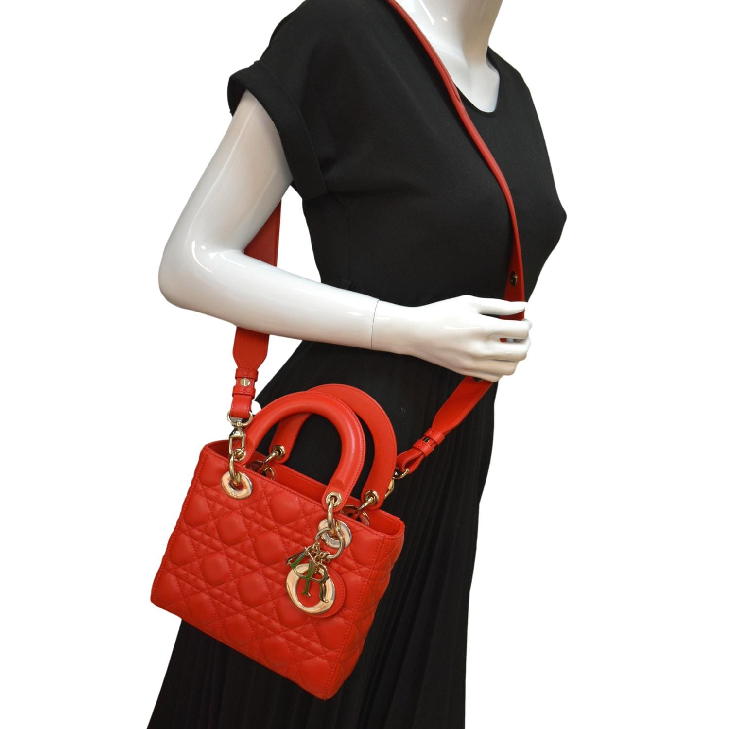 Dior My Abc Cannage Lambskin Shoulder Bag Leather Red