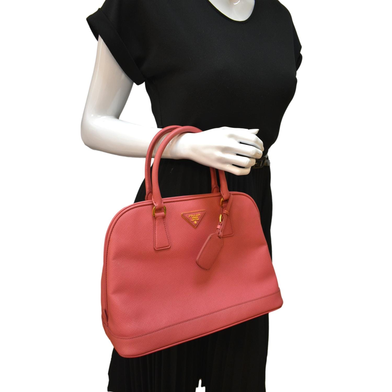 Prada Promenade Satchel Bag Leather Saffiano Pink