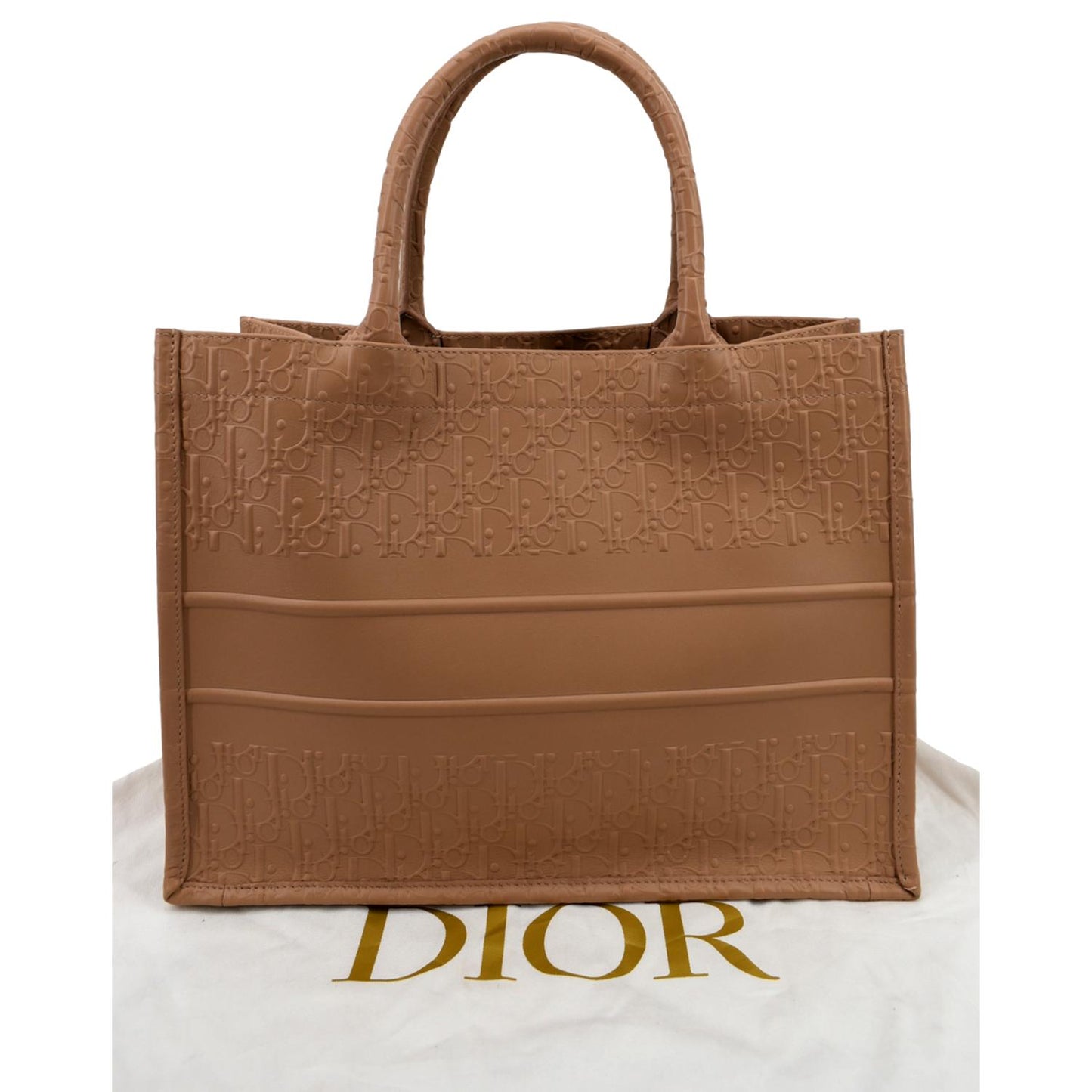 Dior Book Oblique Calfskin Tote Bag Tan Embossed