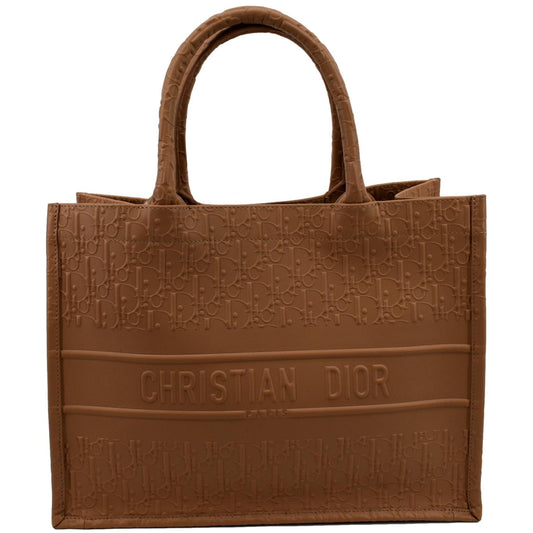 Dior Book Oblique Embossed Calfskin Tote Bag Tan