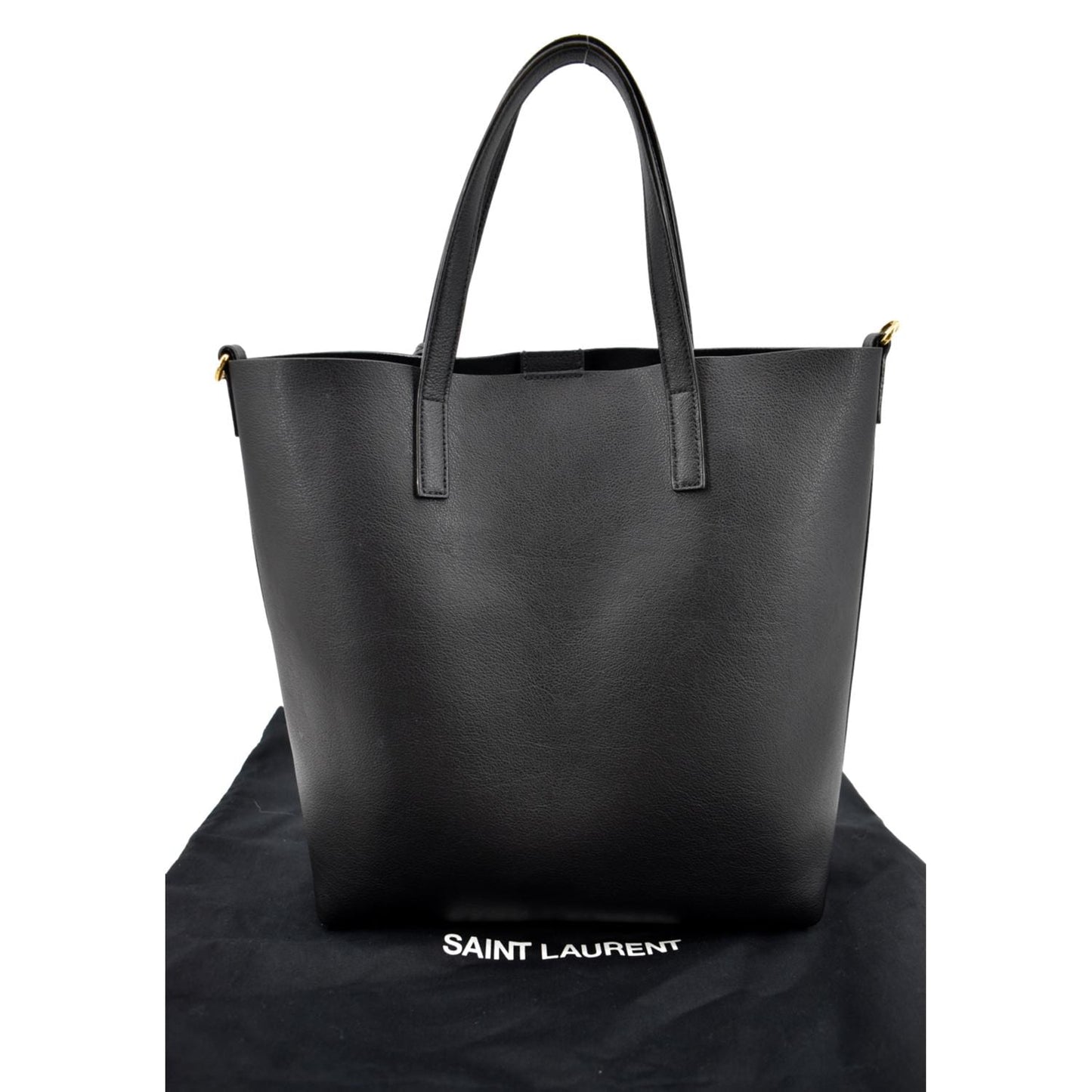 YSL Saint Laurent Yves Supple Shopping Tote Bag Leather Black Toy