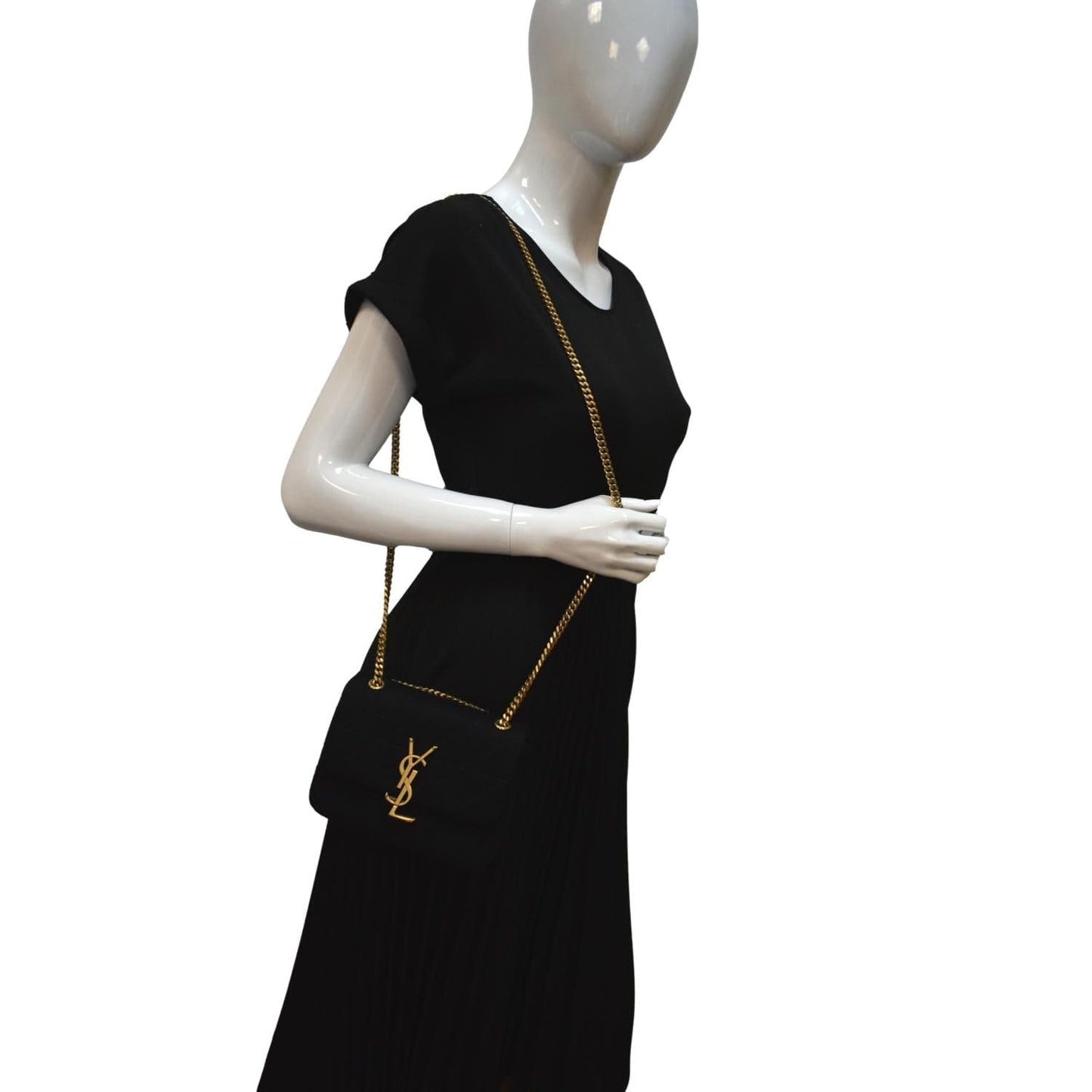 YSL Saint Laurent Saint Jamie Carre Rive Gauche Wool Bag Black Mini Travel Bag