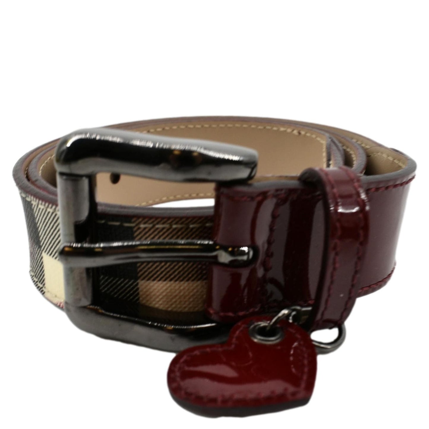 Burberry Luxury Nova Check Heart Belt Red Multicolor