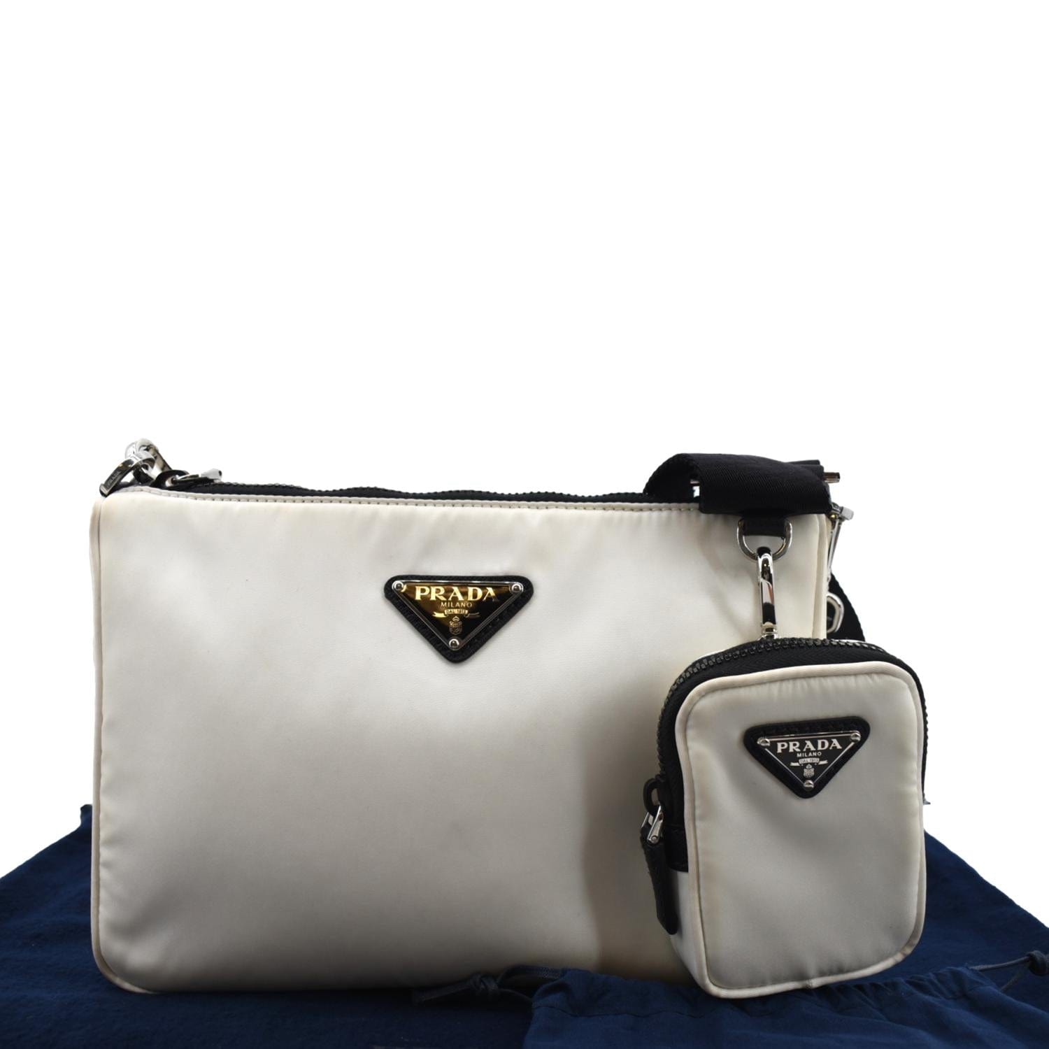 Prada Re Shoulder Bag Leather Nylon White