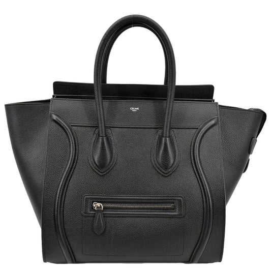 Drummed Luggage Calfskin Tote Bag Hot Deals Leather Black