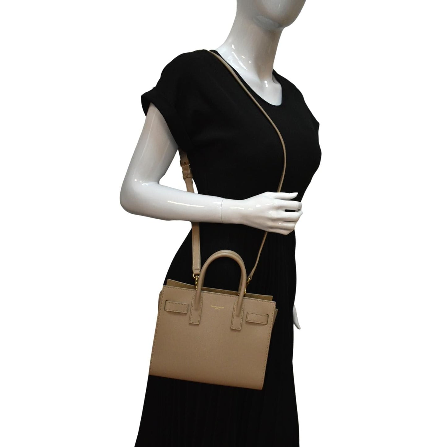YSL Saint Laurent Yves Sac De Jour Nano Smooth Satchel Shoulder Leather Beige Satchel Bag