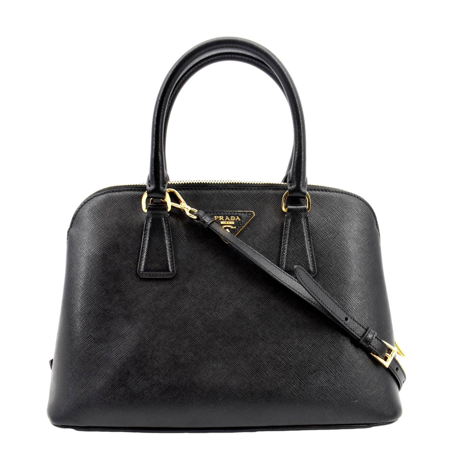 Lux Promenade Saffiano Shoulder Bag Nero Leather Medium
