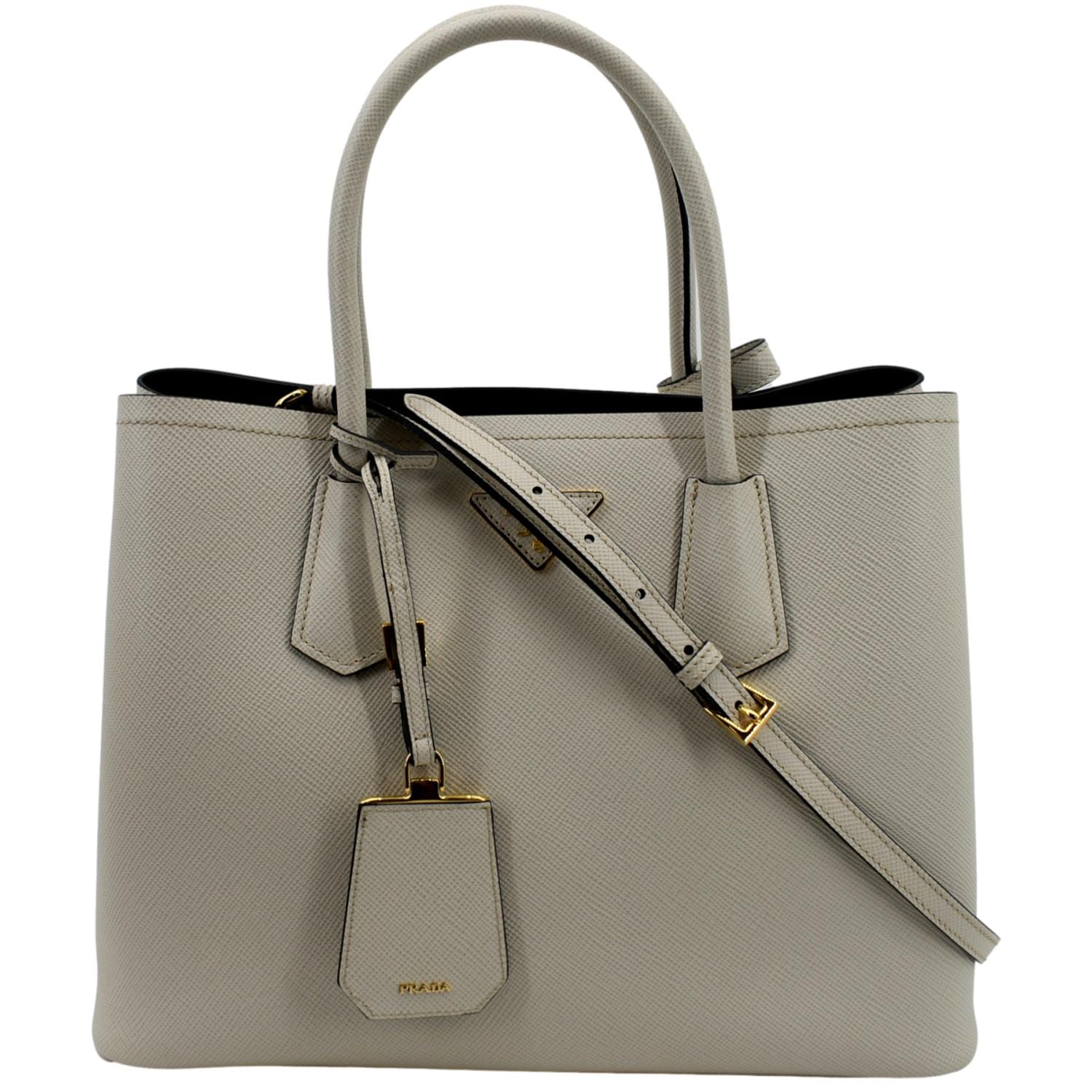 Prada Double Crossbody Bag Hot Deals Leather Saffiano White