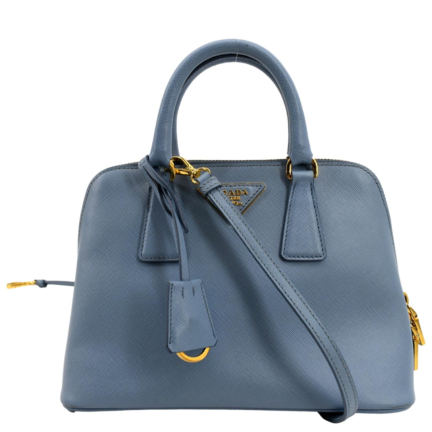 Prada Fuoco Lux Crossbody Bag Light Leather Saffiano Blue