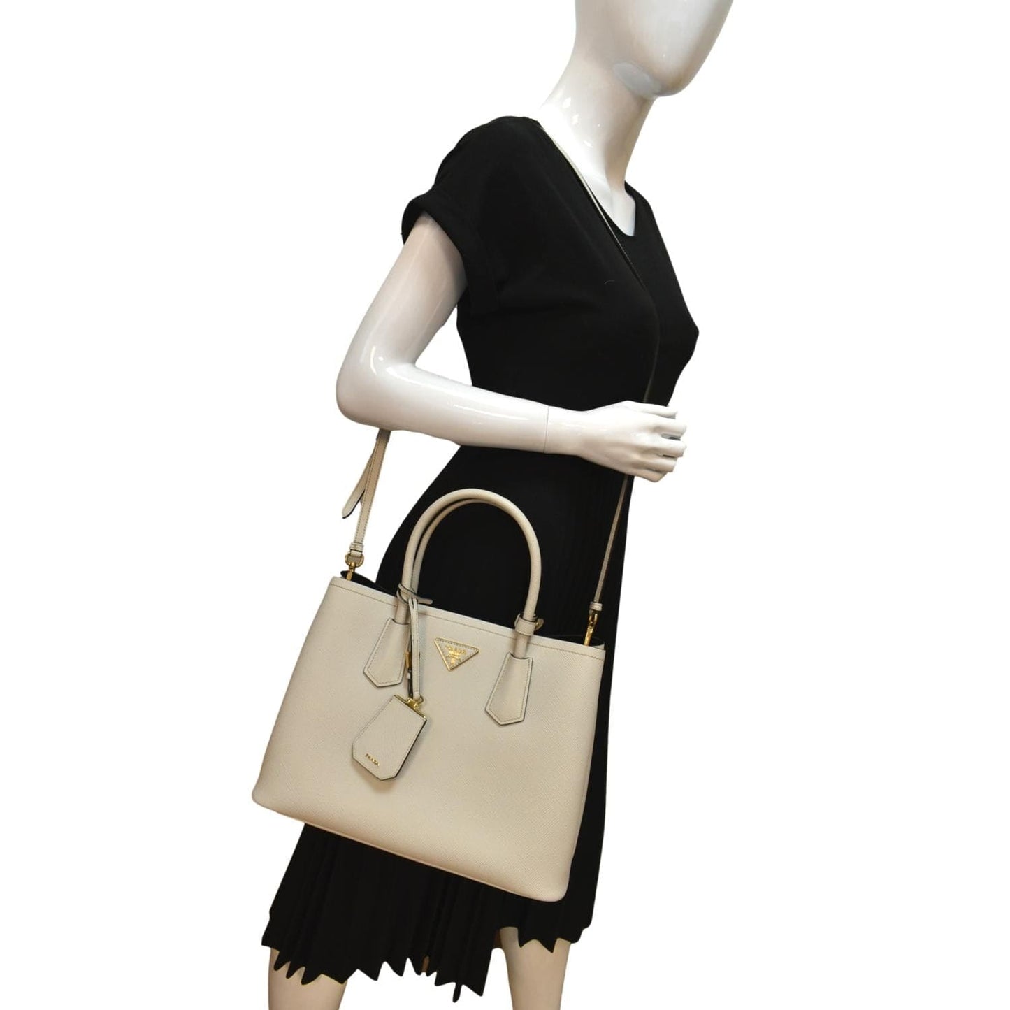 Double Saffiano Crossbody Bag Hot Deals Leather White