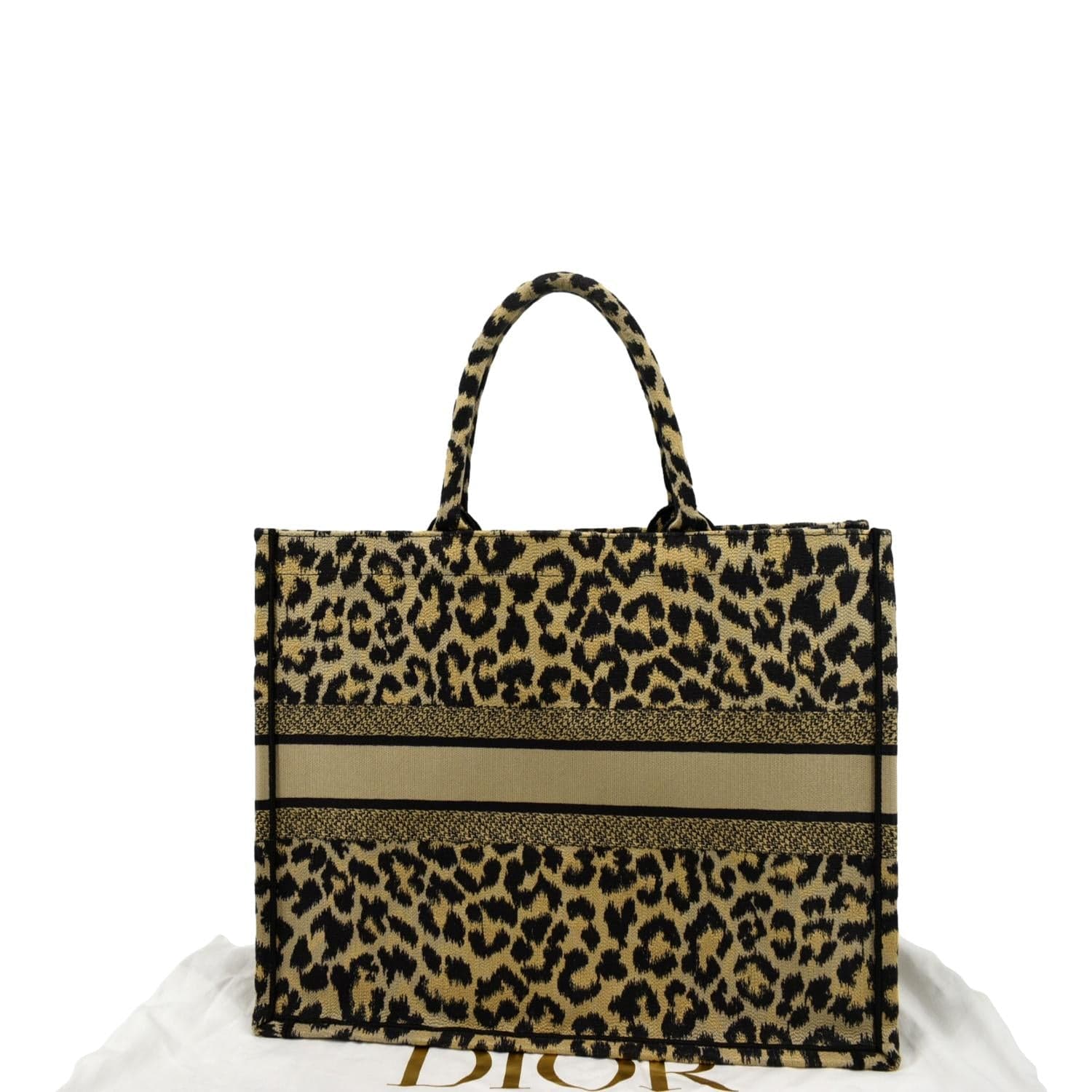 Dior Leopard Book Mizza Tote Bag Beige Large Embroidered