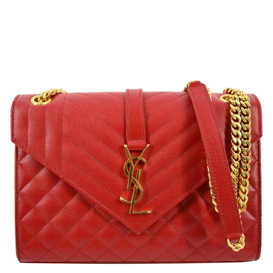YSL Saint Laurent Saint Envelope Flap Shoulder Bag Leather Matelasse