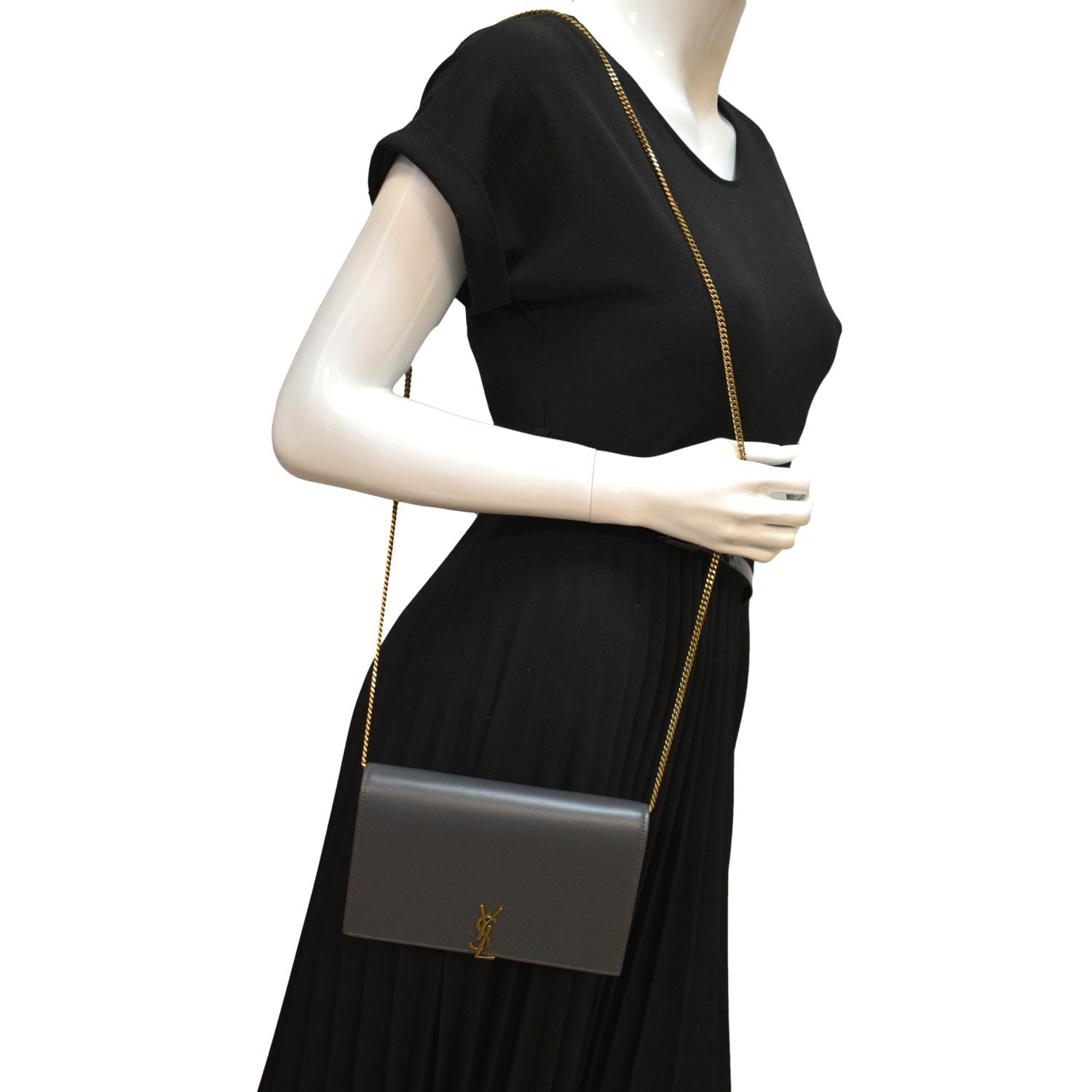 YSL Saint Laurent Saint Laurent Shoulder Bag Light Gray Sold Leather Flap