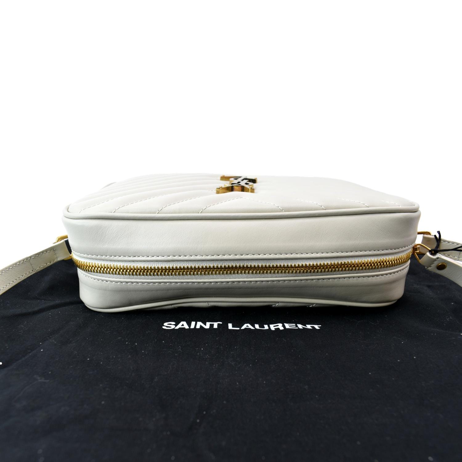 YSL Saint Laurent Yves Lou Camera Bag Leather Matelasse White Crossbody Bag
