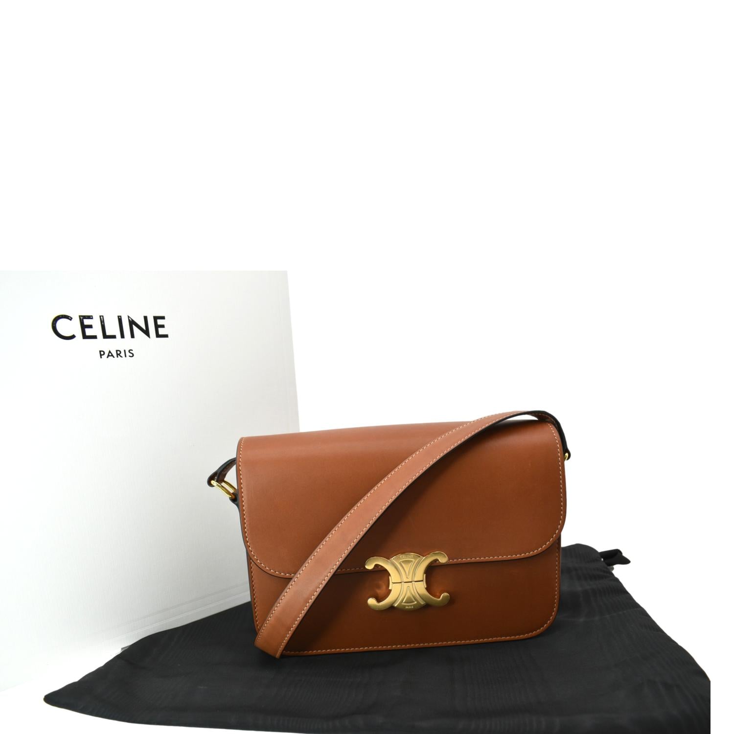 Classique Triomphe Calfskin Shoulder Bag Leather Tan