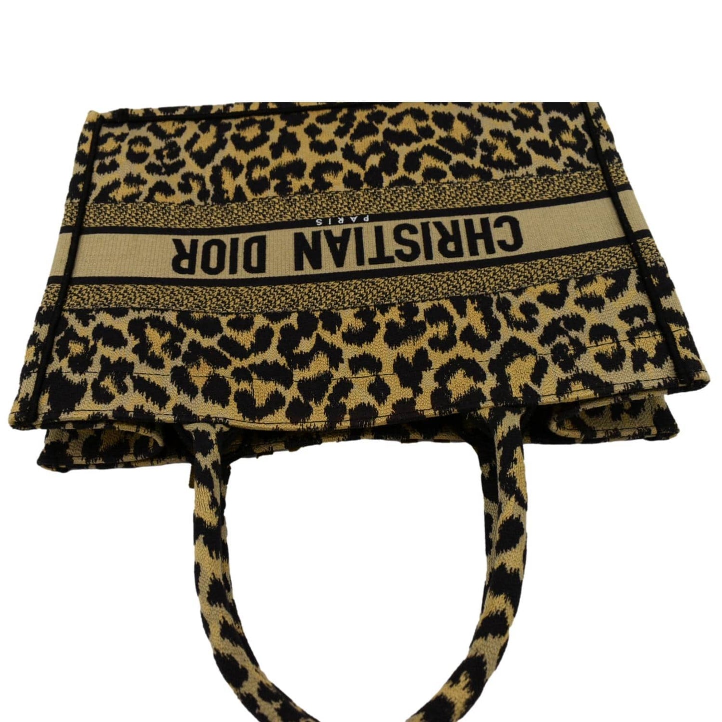 Dior Leopard Book Mizza Tote Bag Beige Medium Embroidered Book Tote Mm
