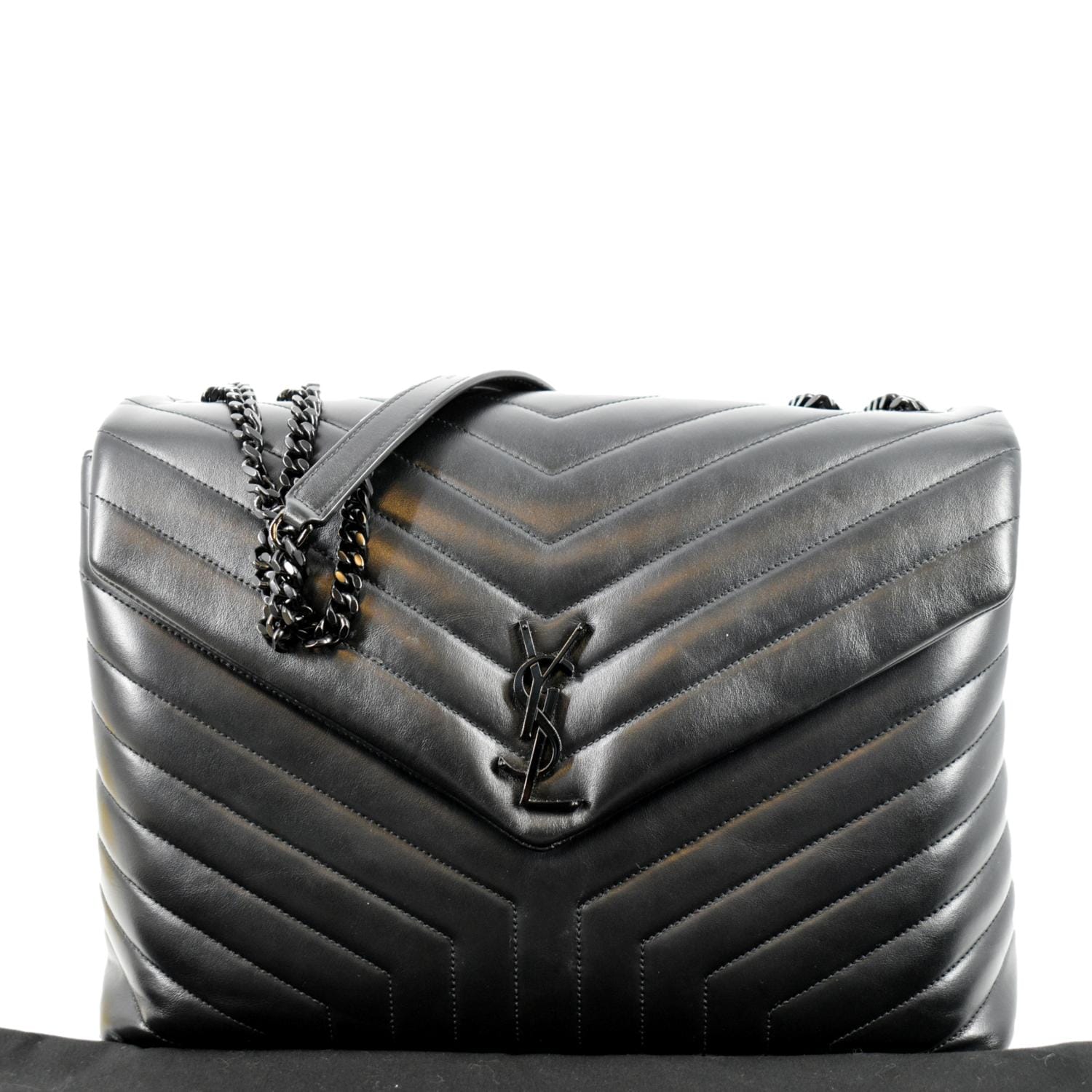 YSL Saint Laurent Yves Loulou Shoulder Bag Leather Matelasse Black Laurent Loulou Large