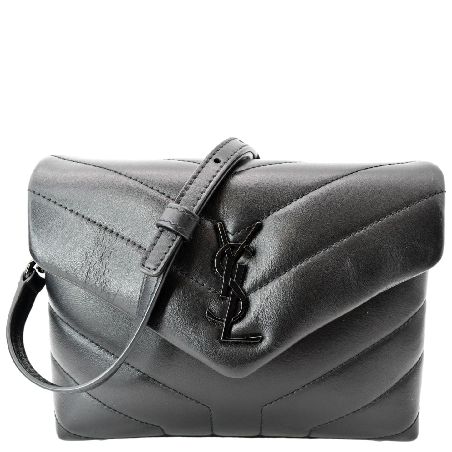 YSL Saint Laurent Yves Loulou Crossbody Bag Leather Matelasse Black Laurent Toy Loulou