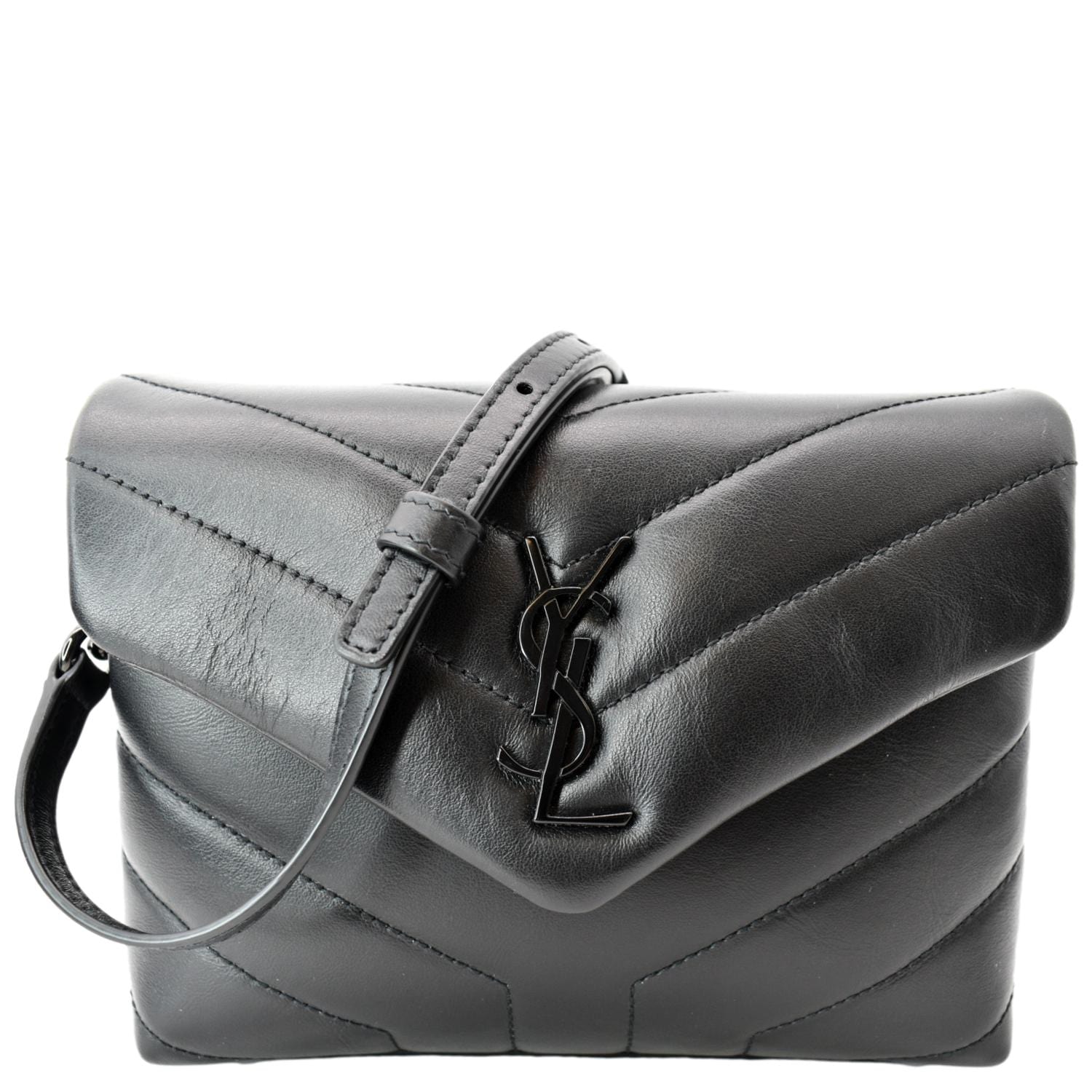 YSL Saint Laurent Yves Loulou Crossbody Bag Leather Matelasse Black Laurent Toy Loulou