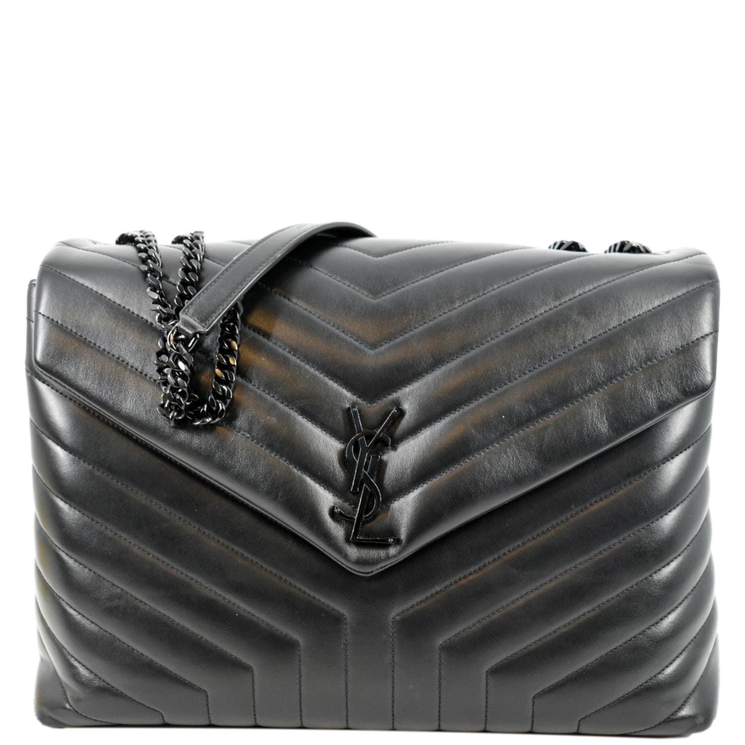 YSL Saint Laurent Saint Large Loulou Chain Shoulder Bag Leather Matelasse