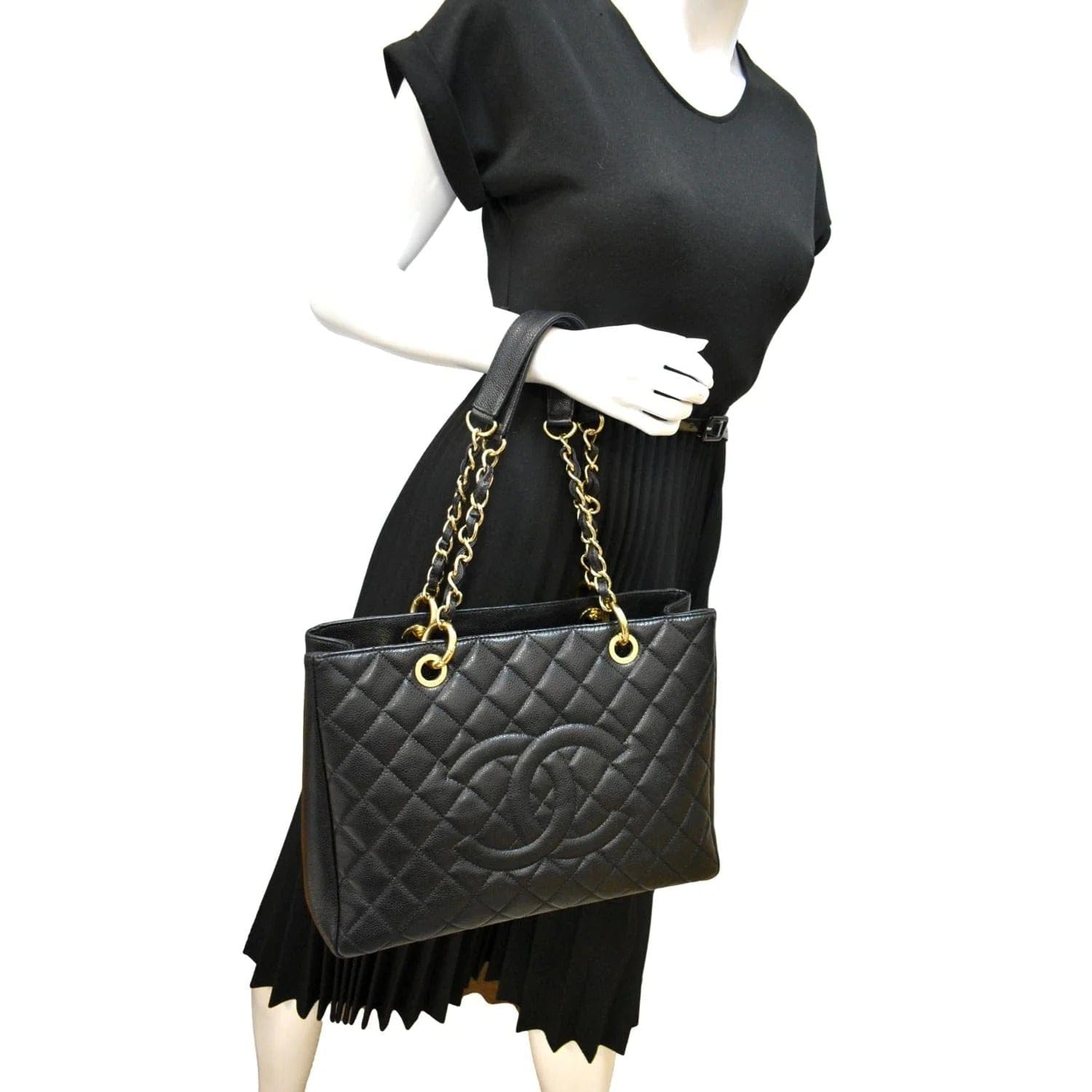 Chanel Grand Shopping Caviar GST Leather Black Travel Bag