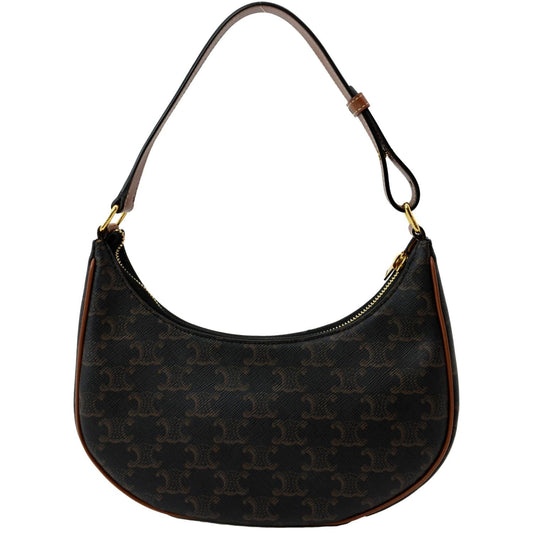 Ava Triomphe Calfskin Shoulder Bag Canvas Brown