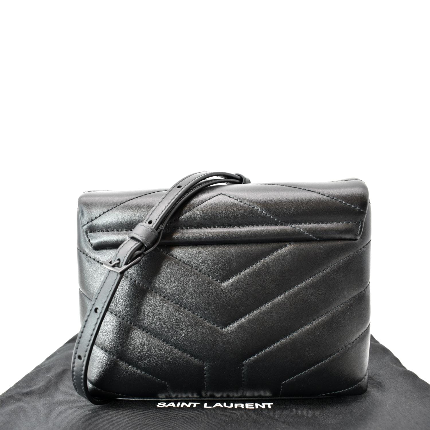 YSL Saint Laurent Yves Loulou Crossbody Bag Leather Matelasse Black Laurent Toy Loulou