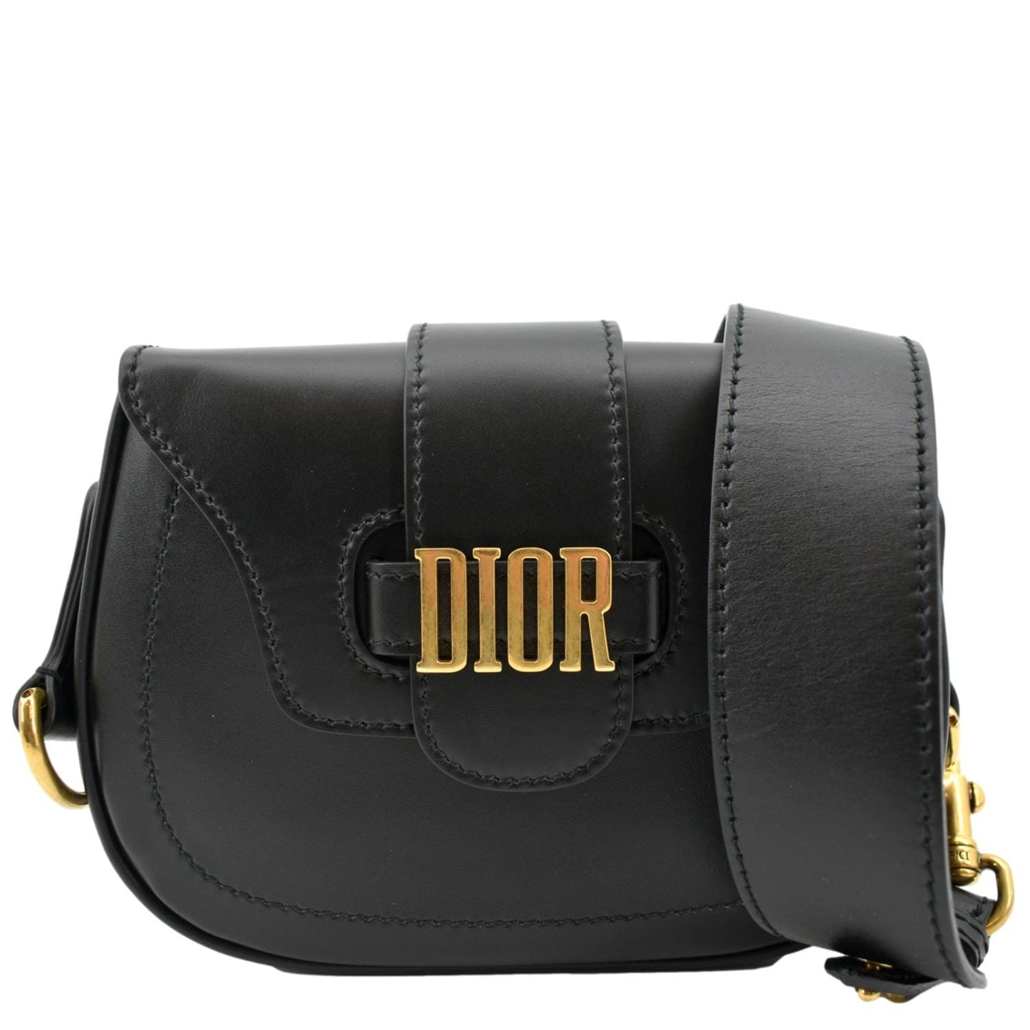 Dior Fence Calfskin Saddle Bag Leather Black Shoulder Bag Fence Saddle Bag