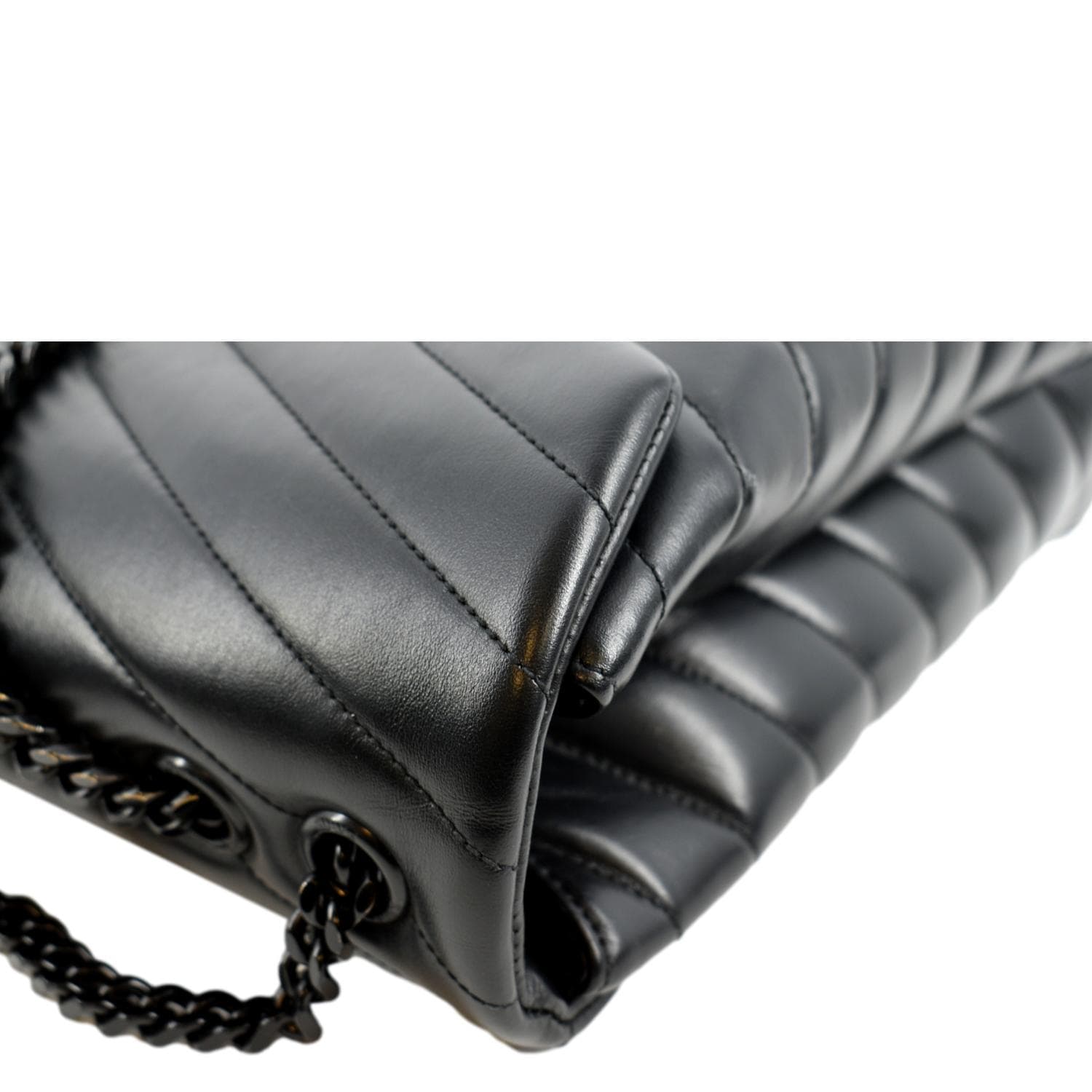 YSL Saint Laurent Yves Loulou Shoulder Bag Leather Matelasse Black Laurent Loulou Large
