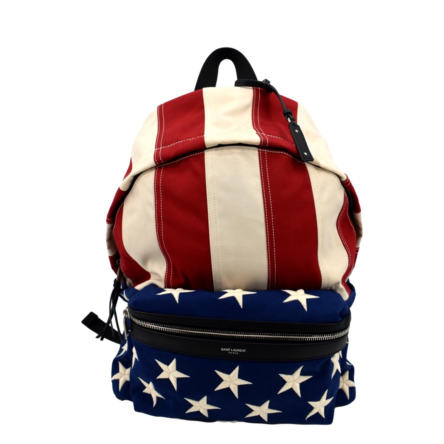 YSL Saint Laurent Saint American Flag Backpack Bag Canvas Red